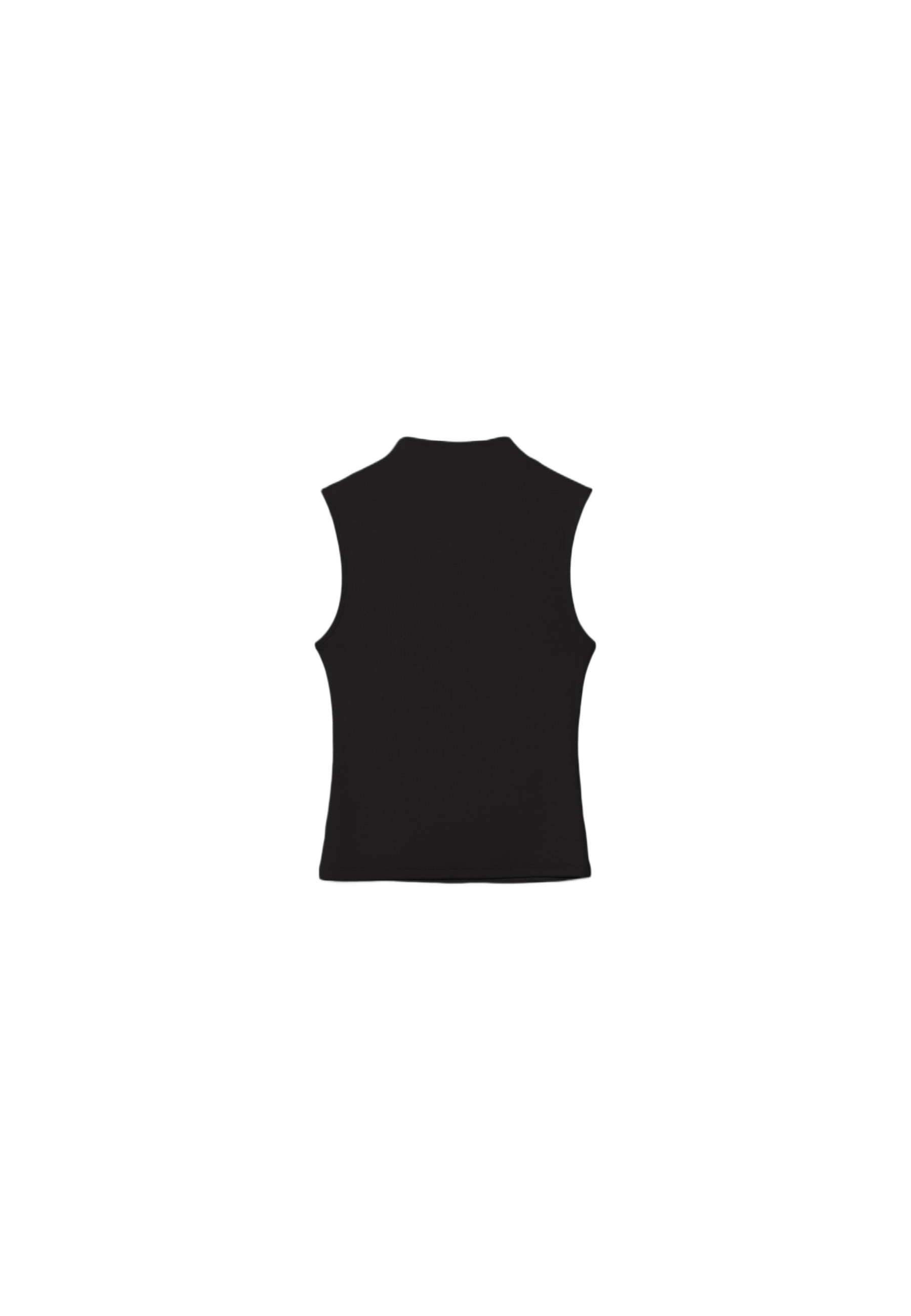 Sleeveless funnel neck T-shirt — Black
