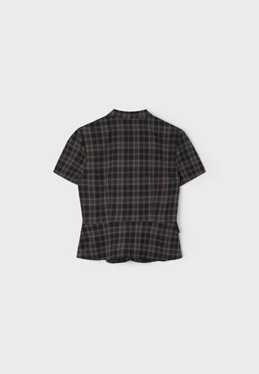 Fitted checked short sleeve shirt — Black 7