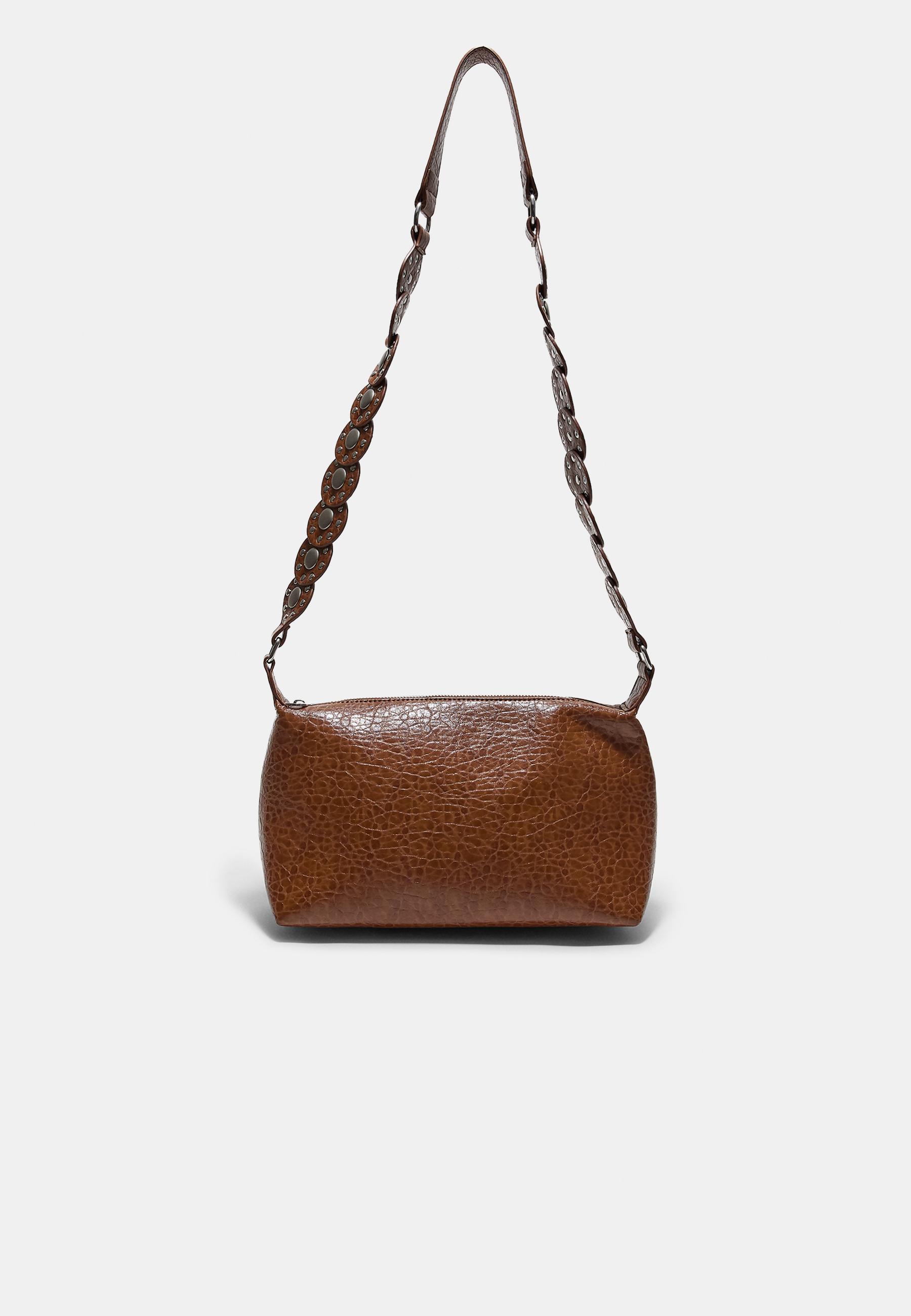 Stradivarius Τσάντα Χιαστί Με Τρουκς Καμηλό Ανοιχτό Os