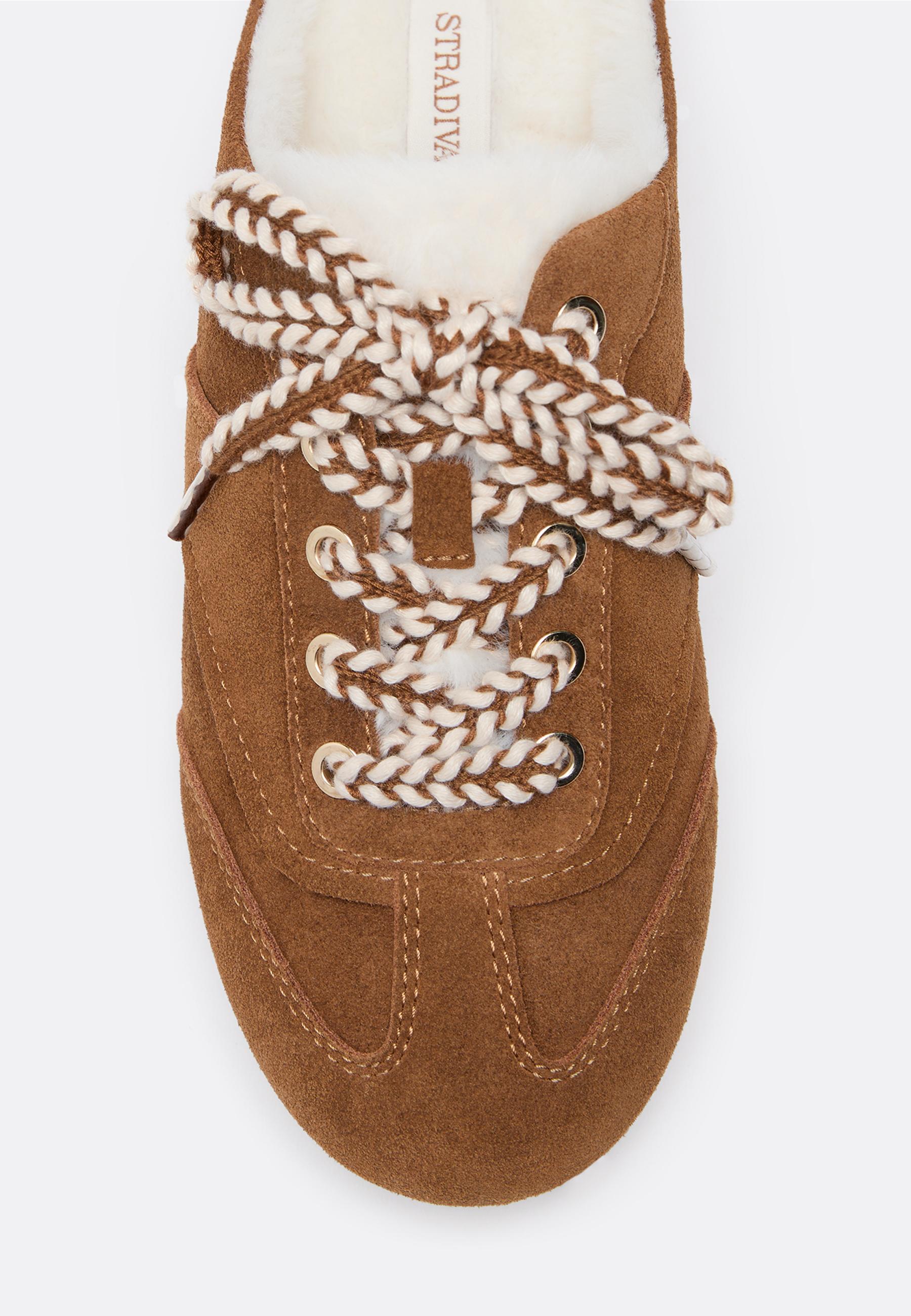 Leather mule trainers — BROWN