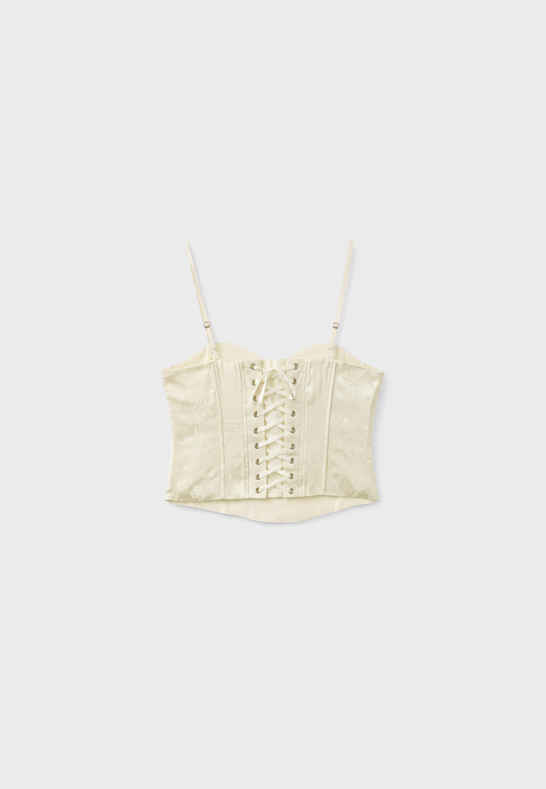 Jacquard corset top — Ecru