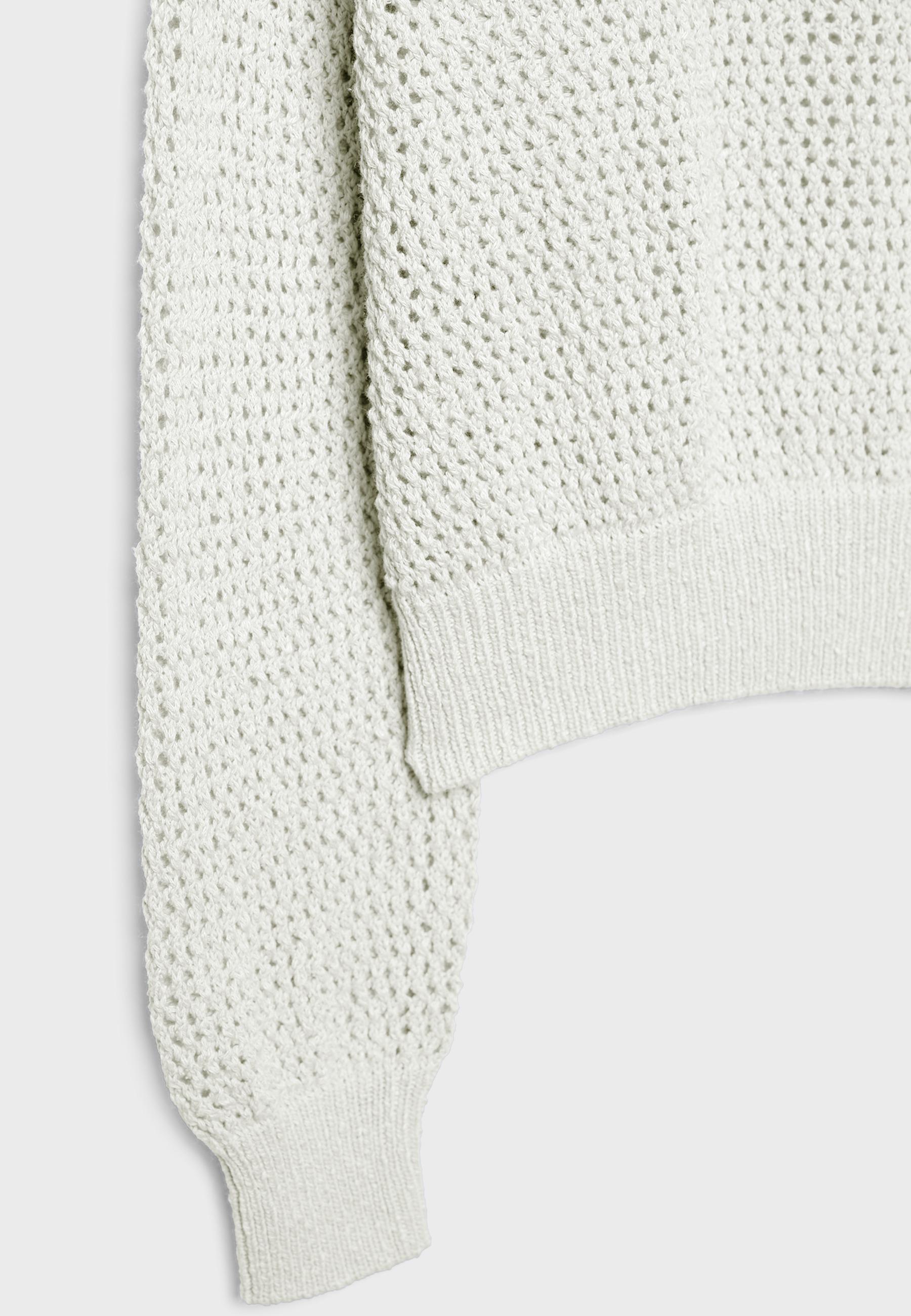 Mesh knit boat neck jumper — Ecru