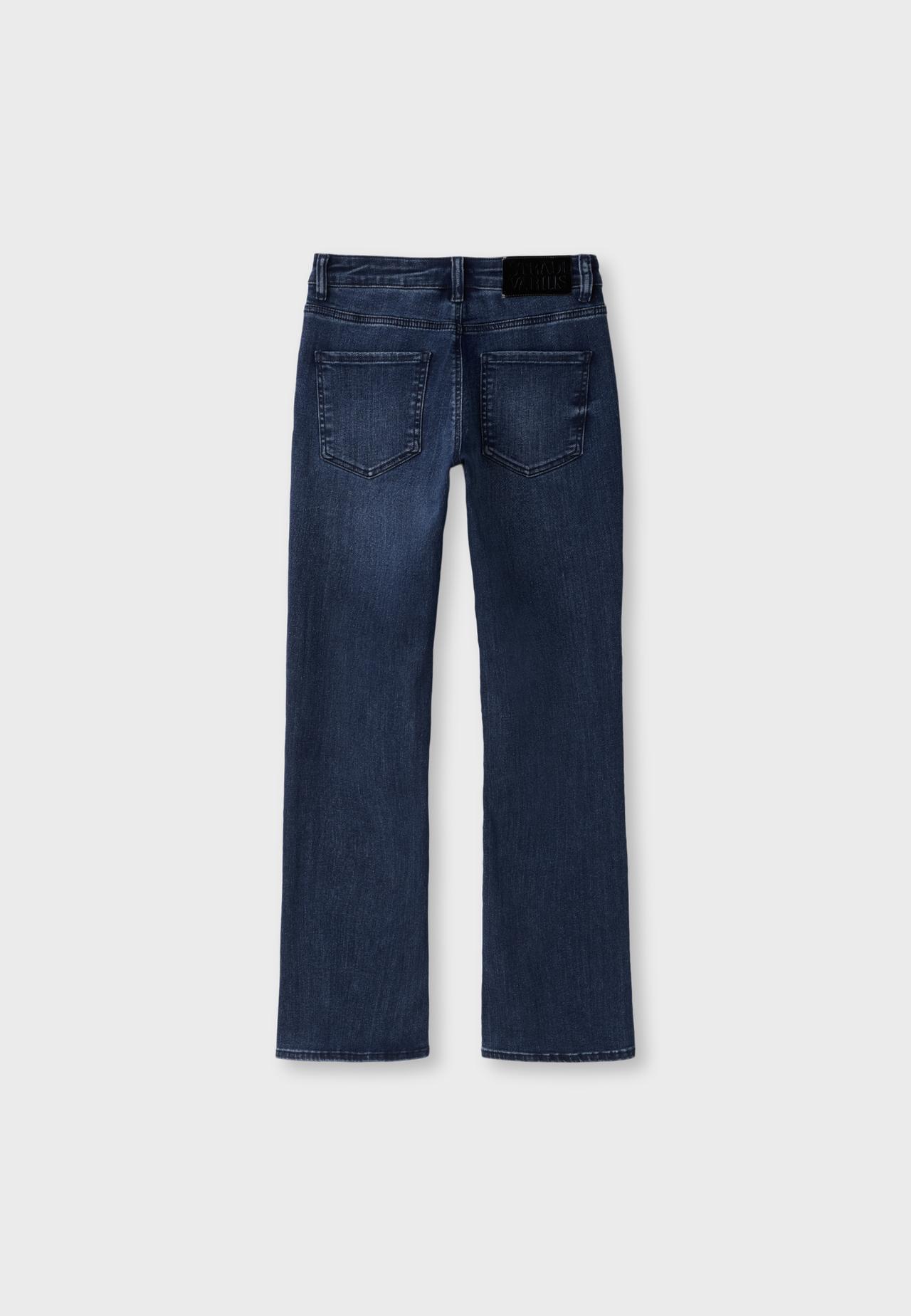 Boot-cut jeans with tie detail — BLACK DENIM WASHED EFFECT