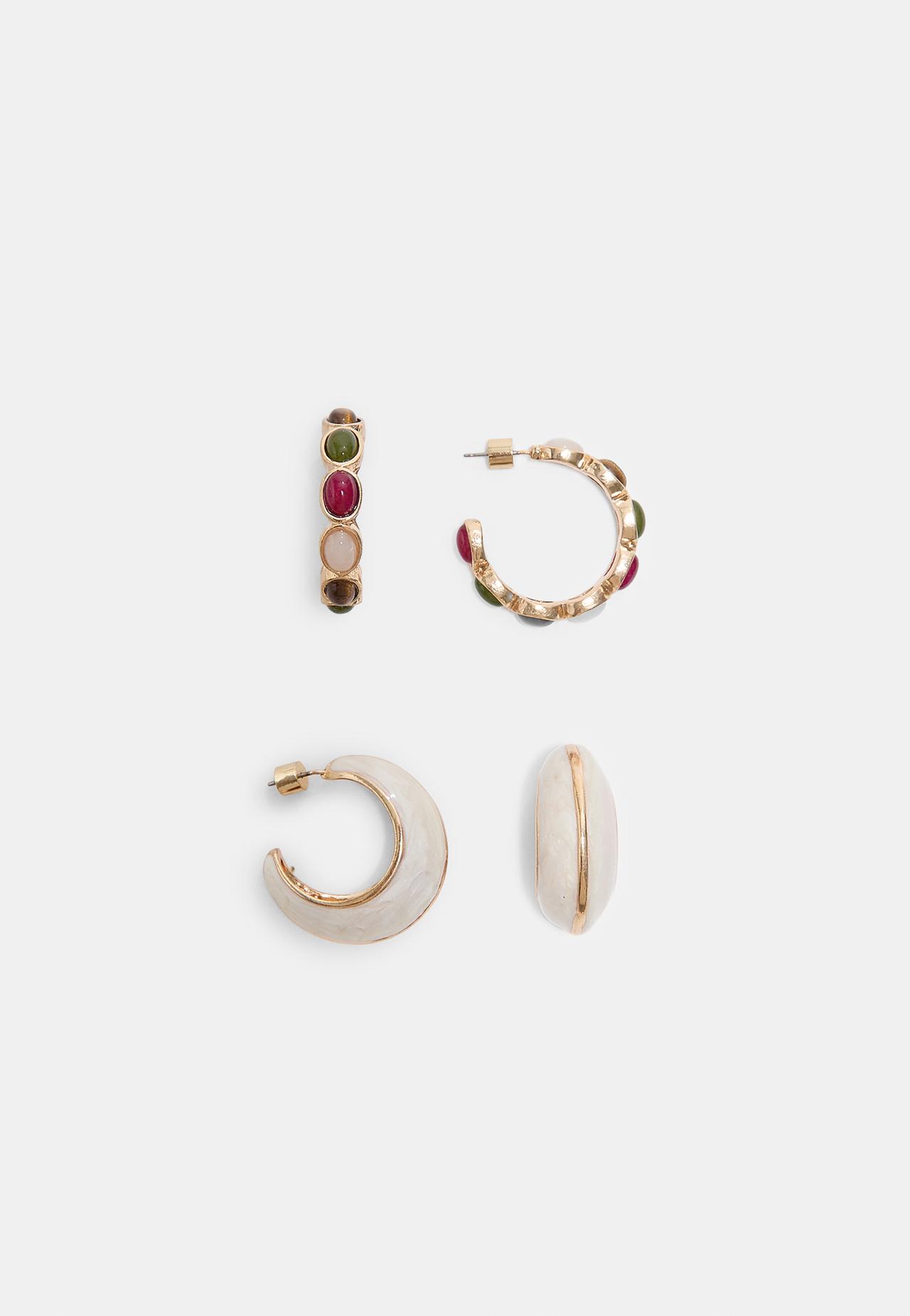 Set of 2 hoop earrings — Gold
