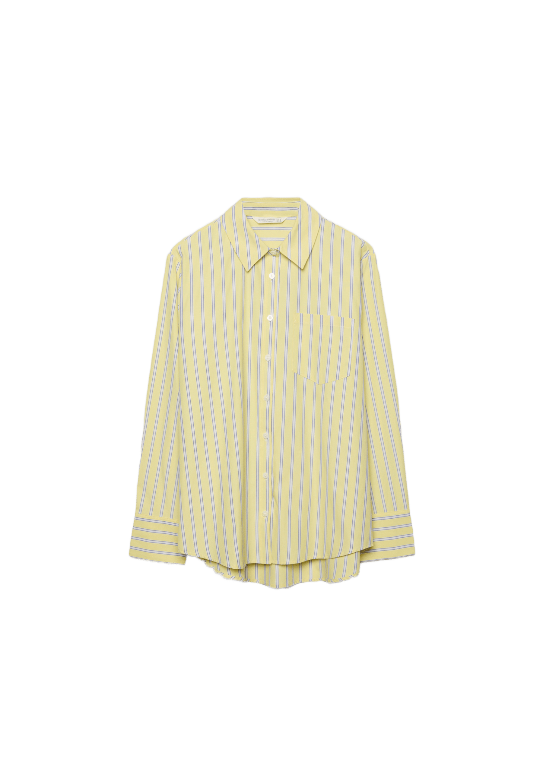 Basic çizgili poplin cepli gömlek - Görsel 9