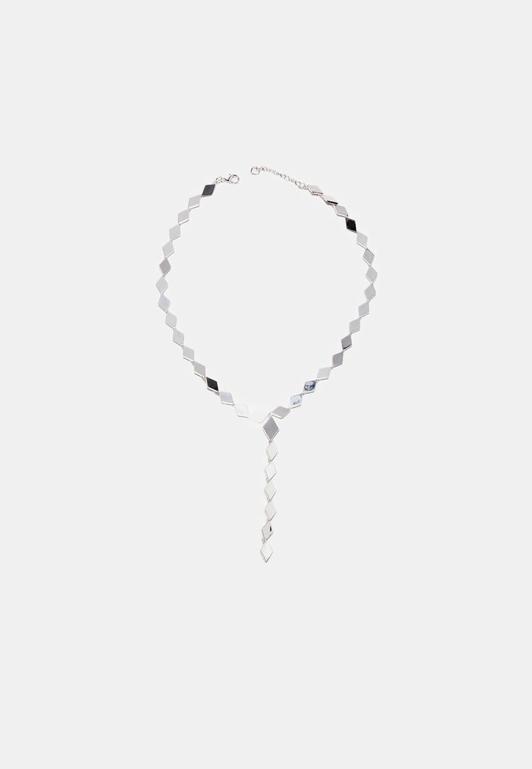 Stradivarius Κολιέ Λάριατ Με Ρόμβο Και Εφέ Κρυστάλλου Γκρι Os