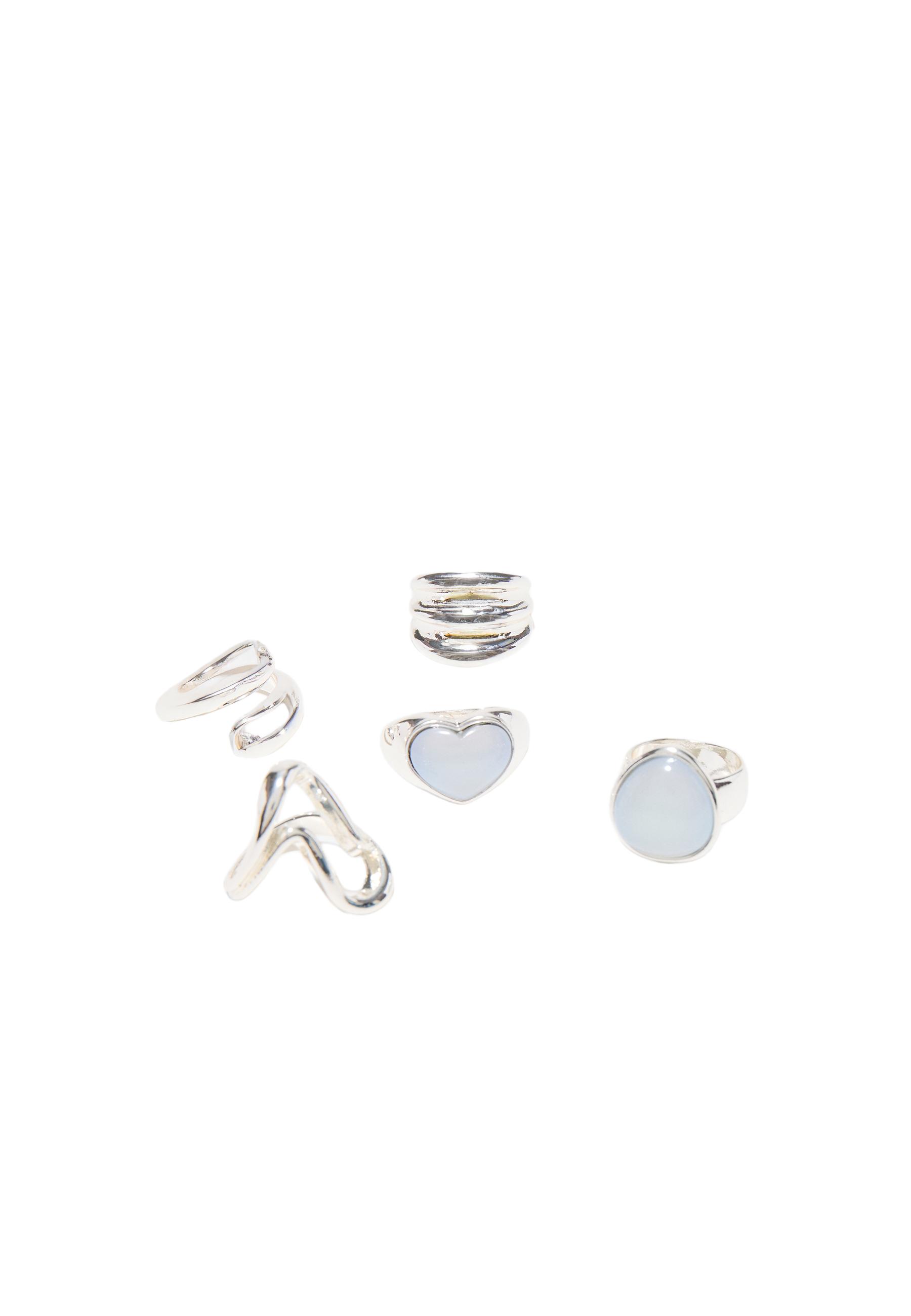 Set of 5 heart rings — Grey