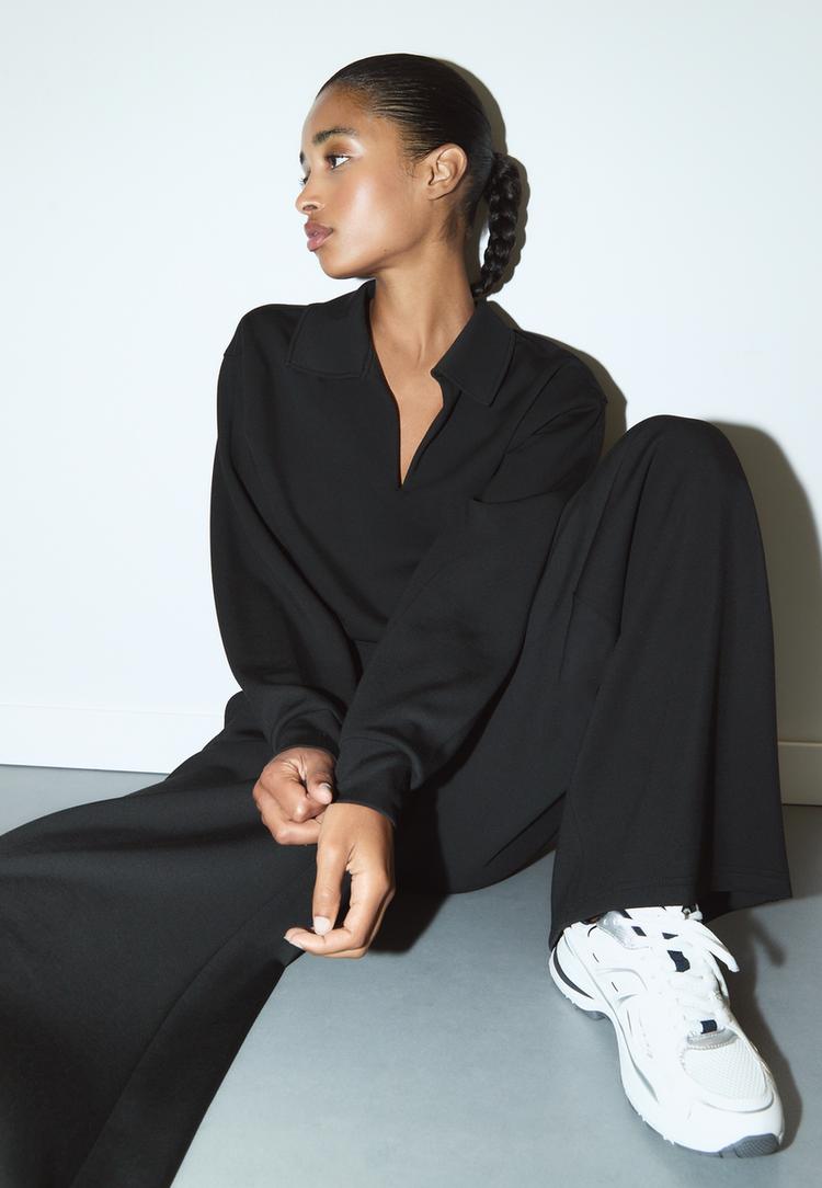 Stradivarius Παντελόνι Βραδινό Απαλής Υφής Μαύρο 42