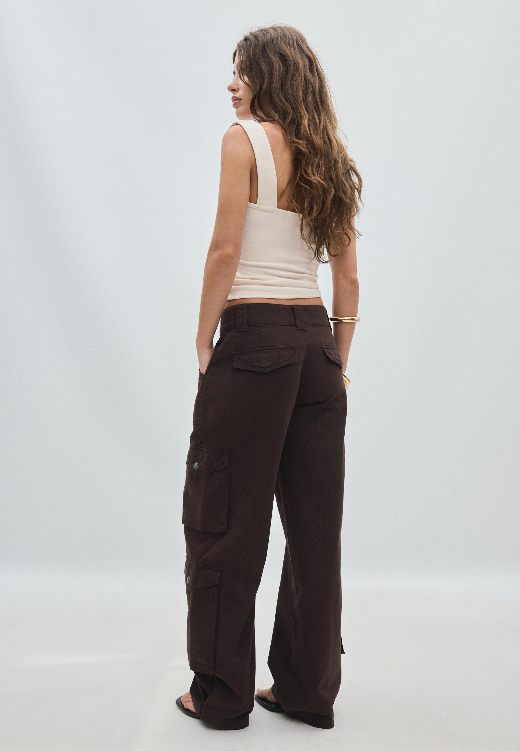 Straight cargo trousers — Brown