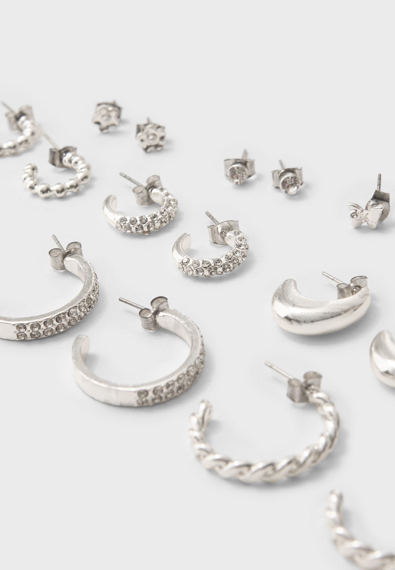 Set of 9 butterfly hoop earrings — Grey