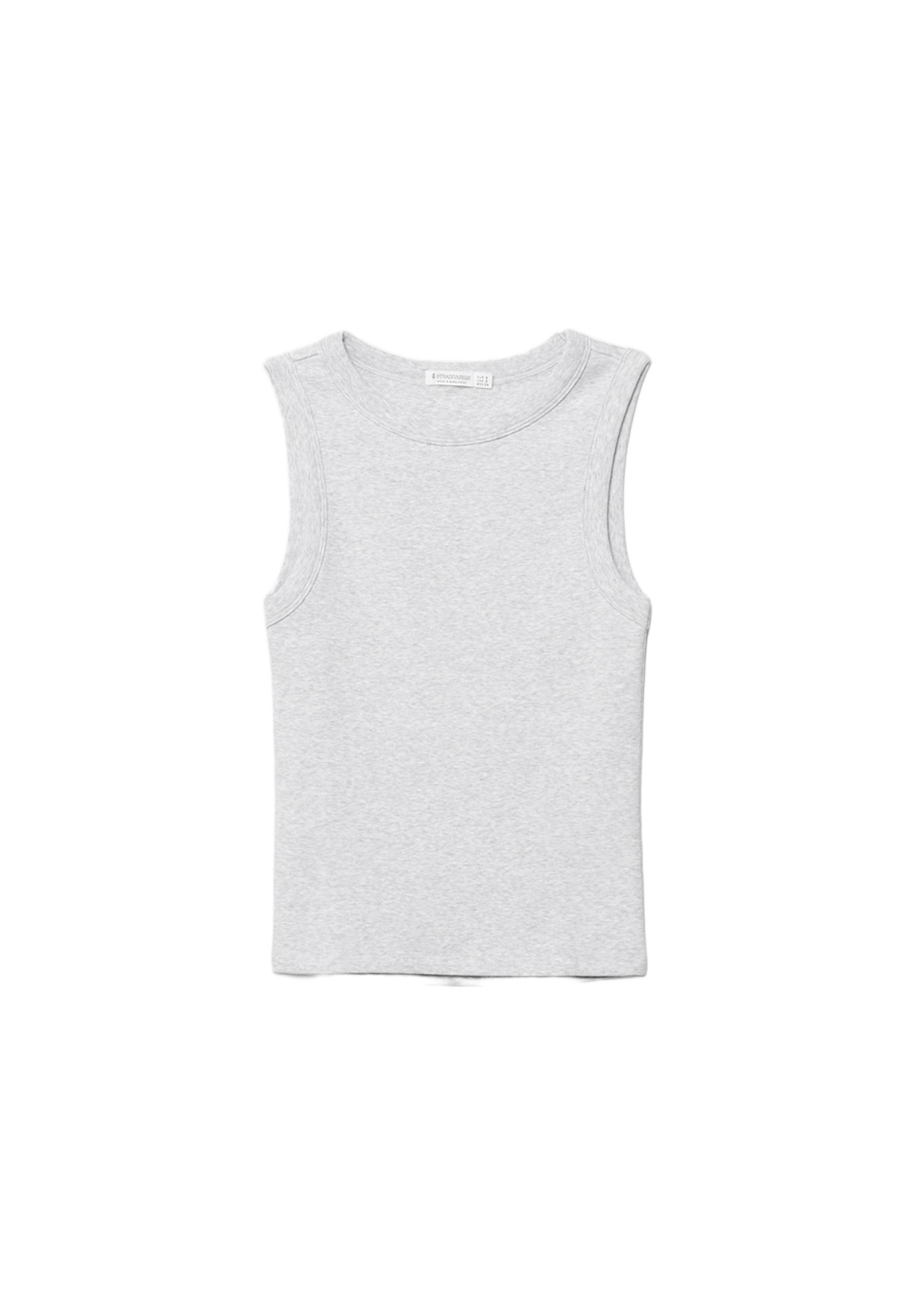 B04 Basic fitted sleeveless top — Grey melange