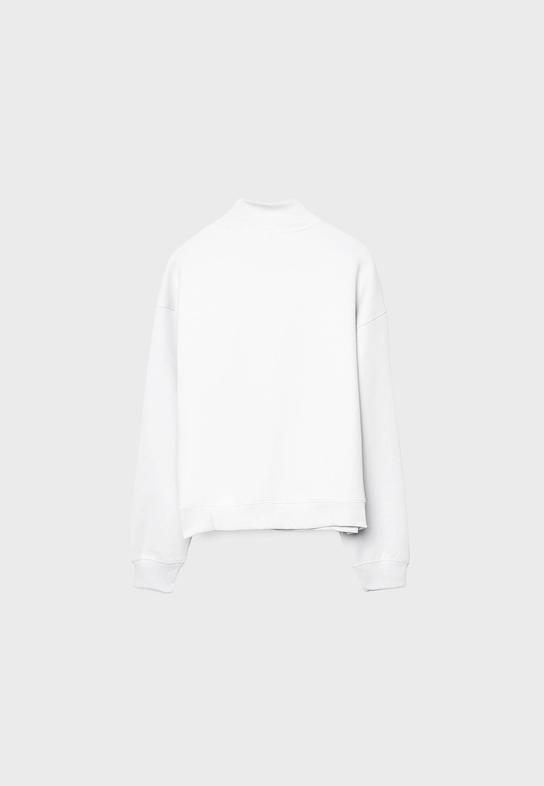 High-neck sweatshirt with zip — Ecru