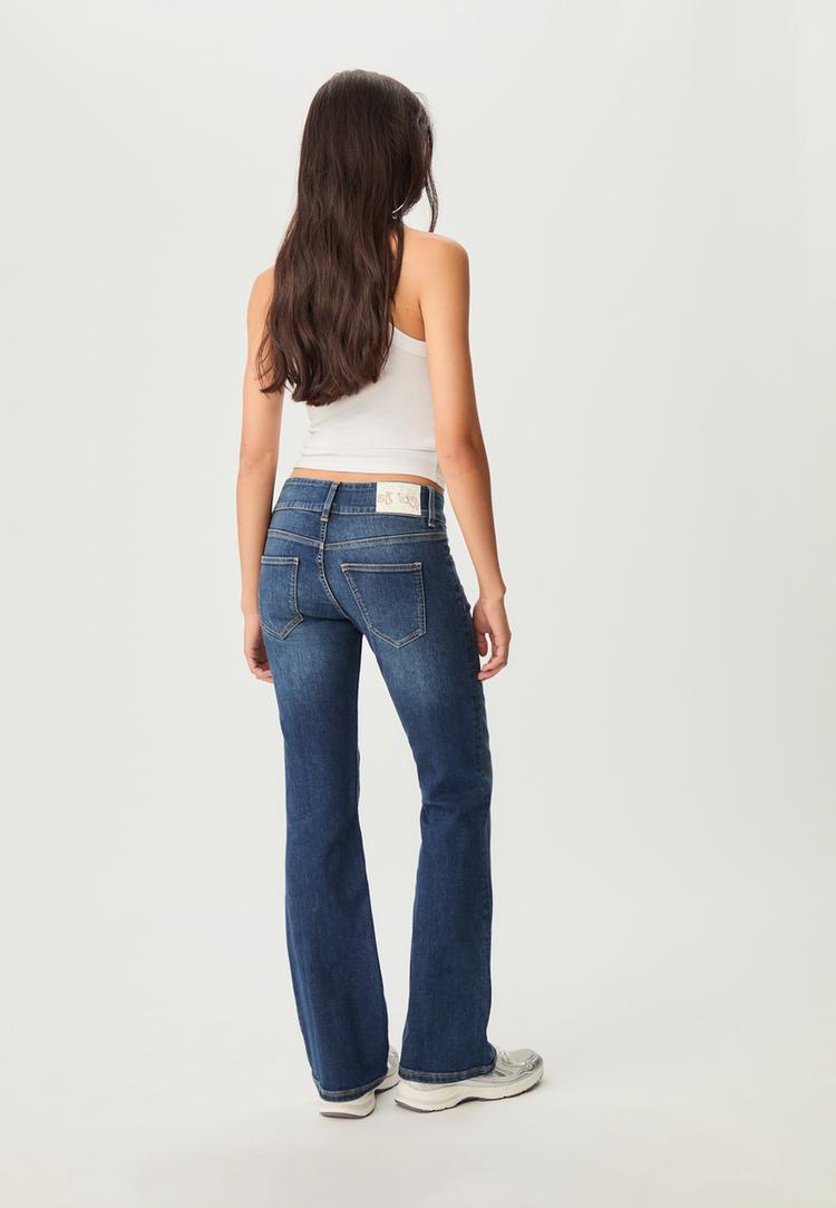 bell bottom jeans with seam detail