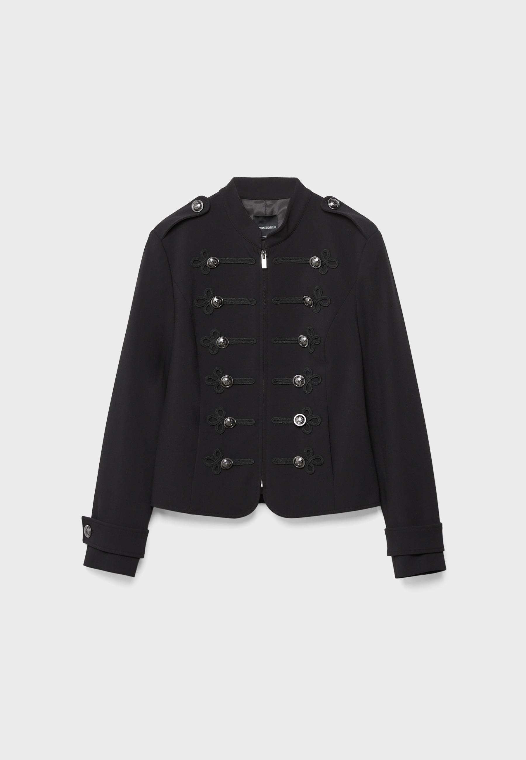 Engraved button blazer — Black