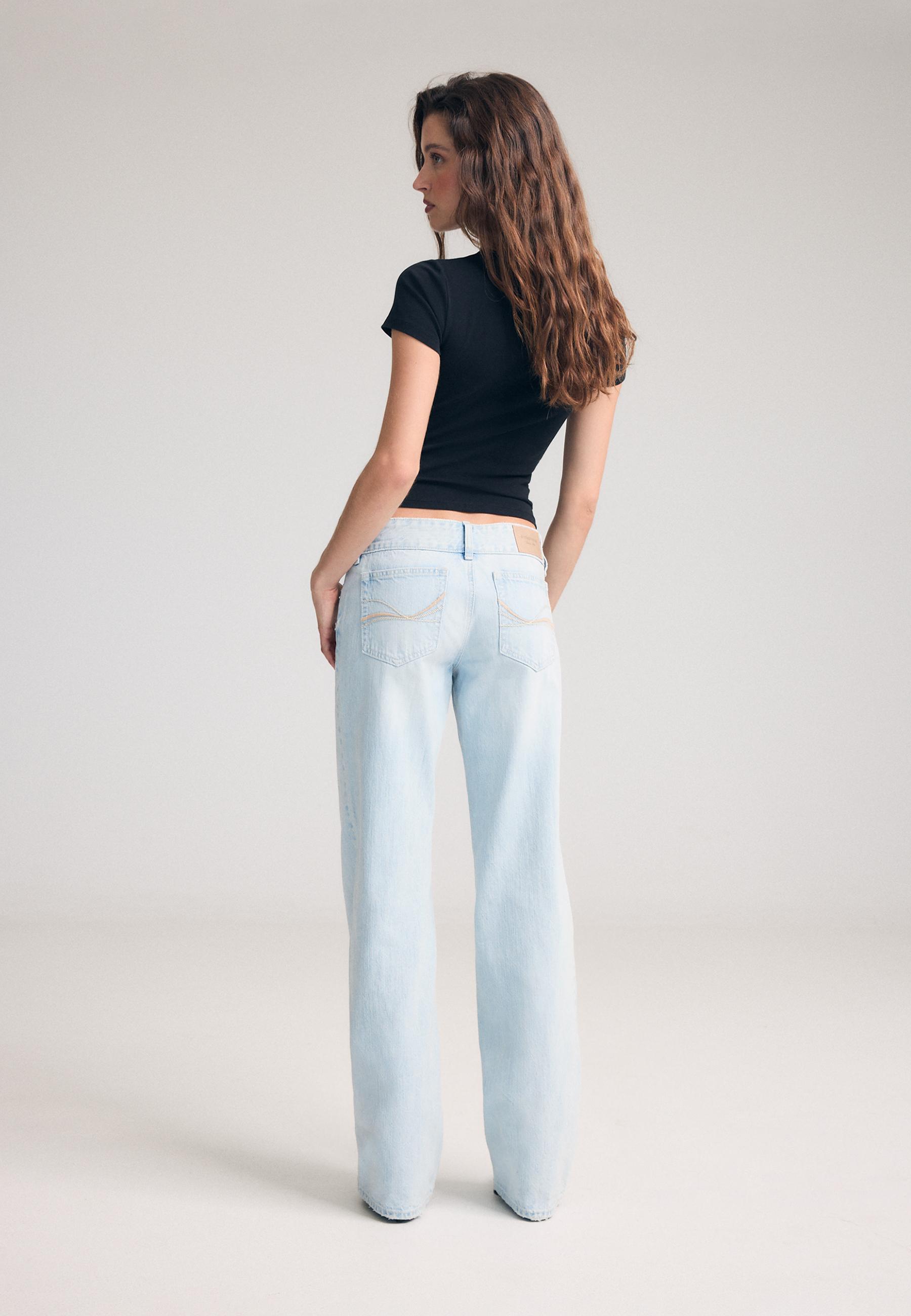 Stradivarius Çekiç askı detaylı düşük bel straight jean