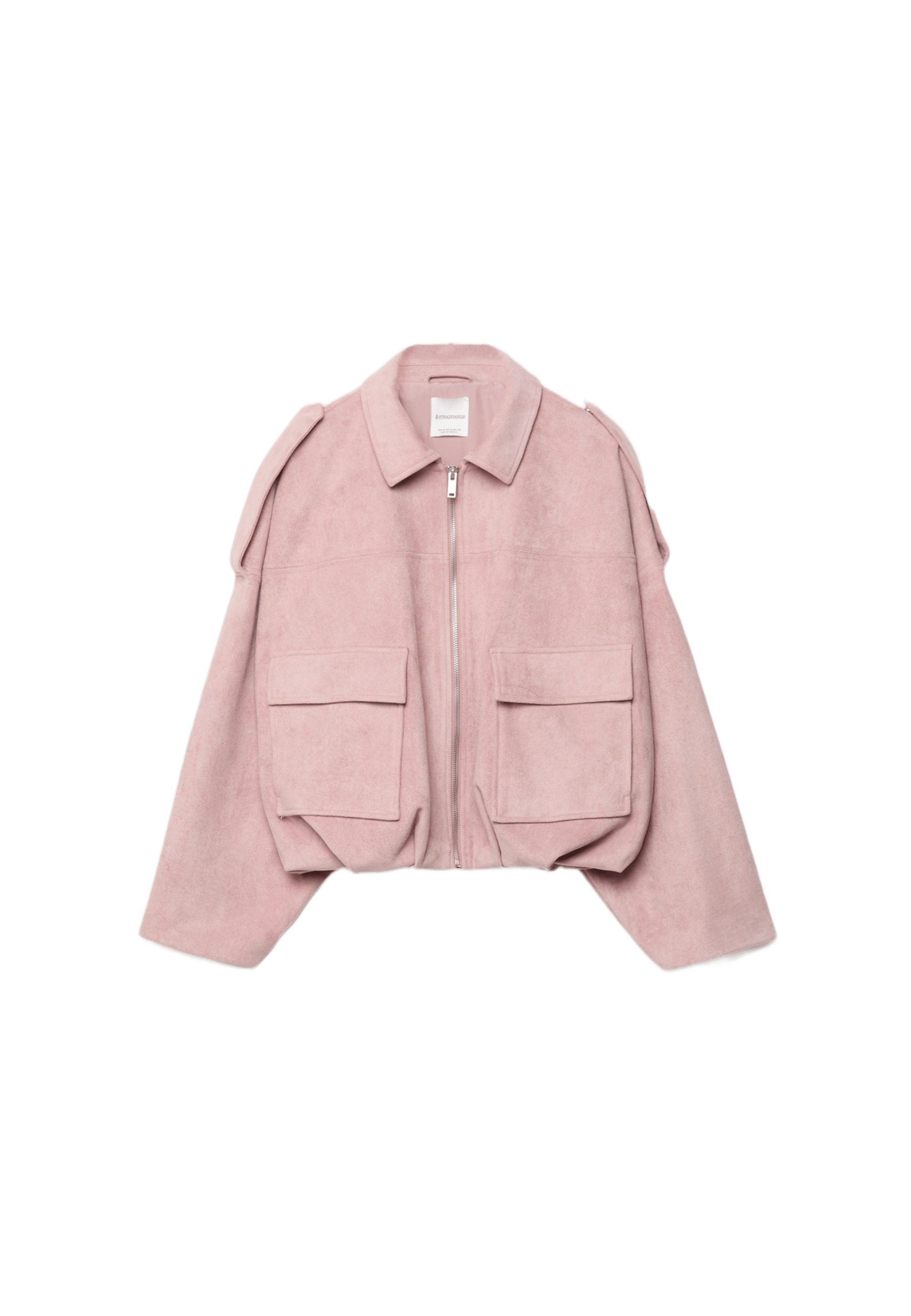 Faux suede bomber jacket — Pastel pink