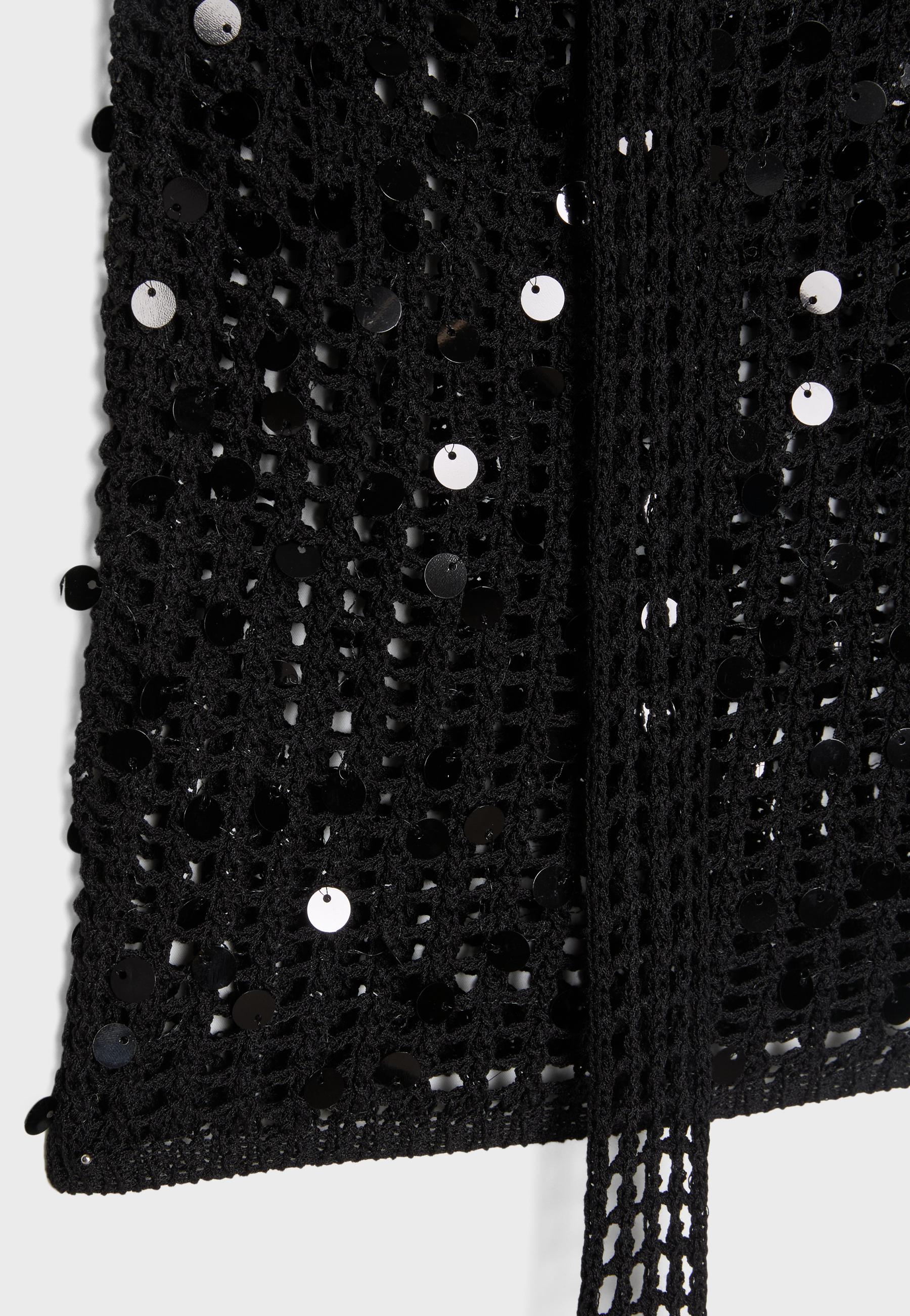 Sequin scarf top — Black