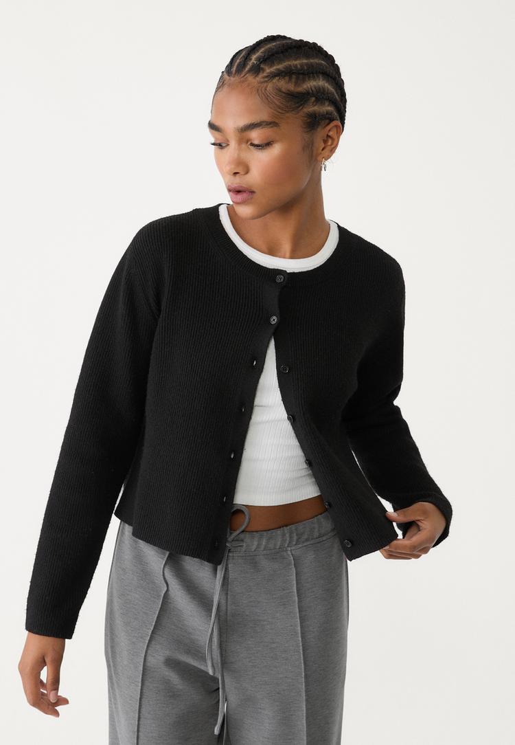 chaqueta punto rib botones