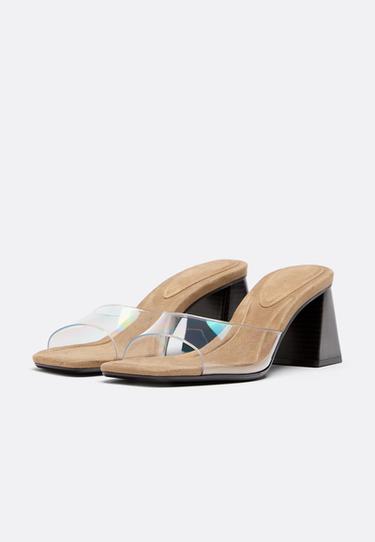 Vinyl block sandals — BEIGE 3