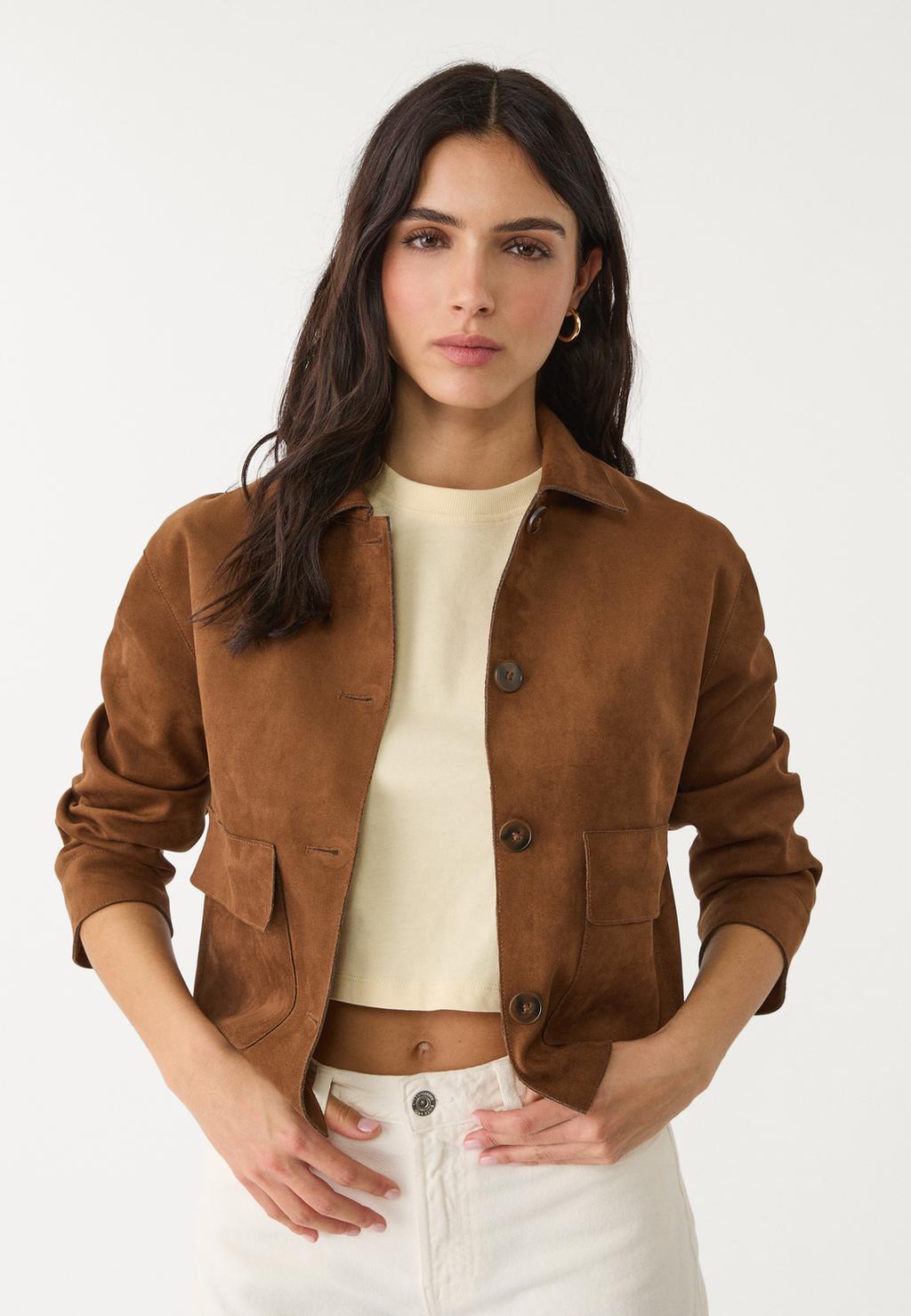 Faux suede jacket with pockets