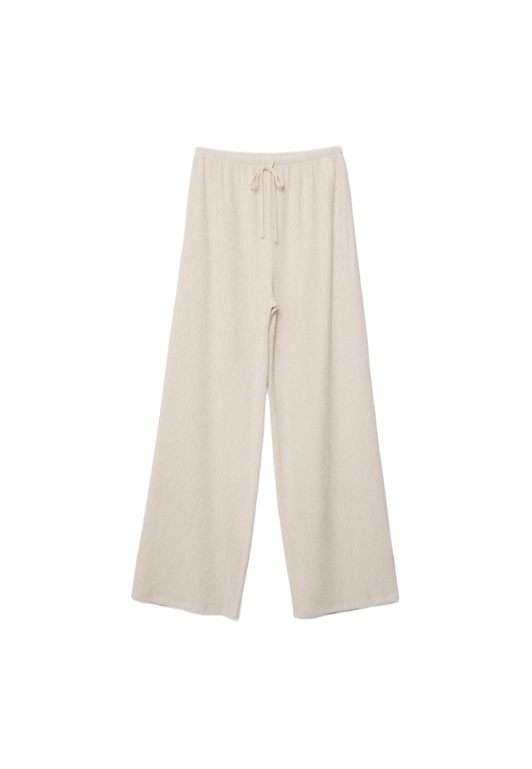 Straight-leg creased-effect trousers — Vanilla