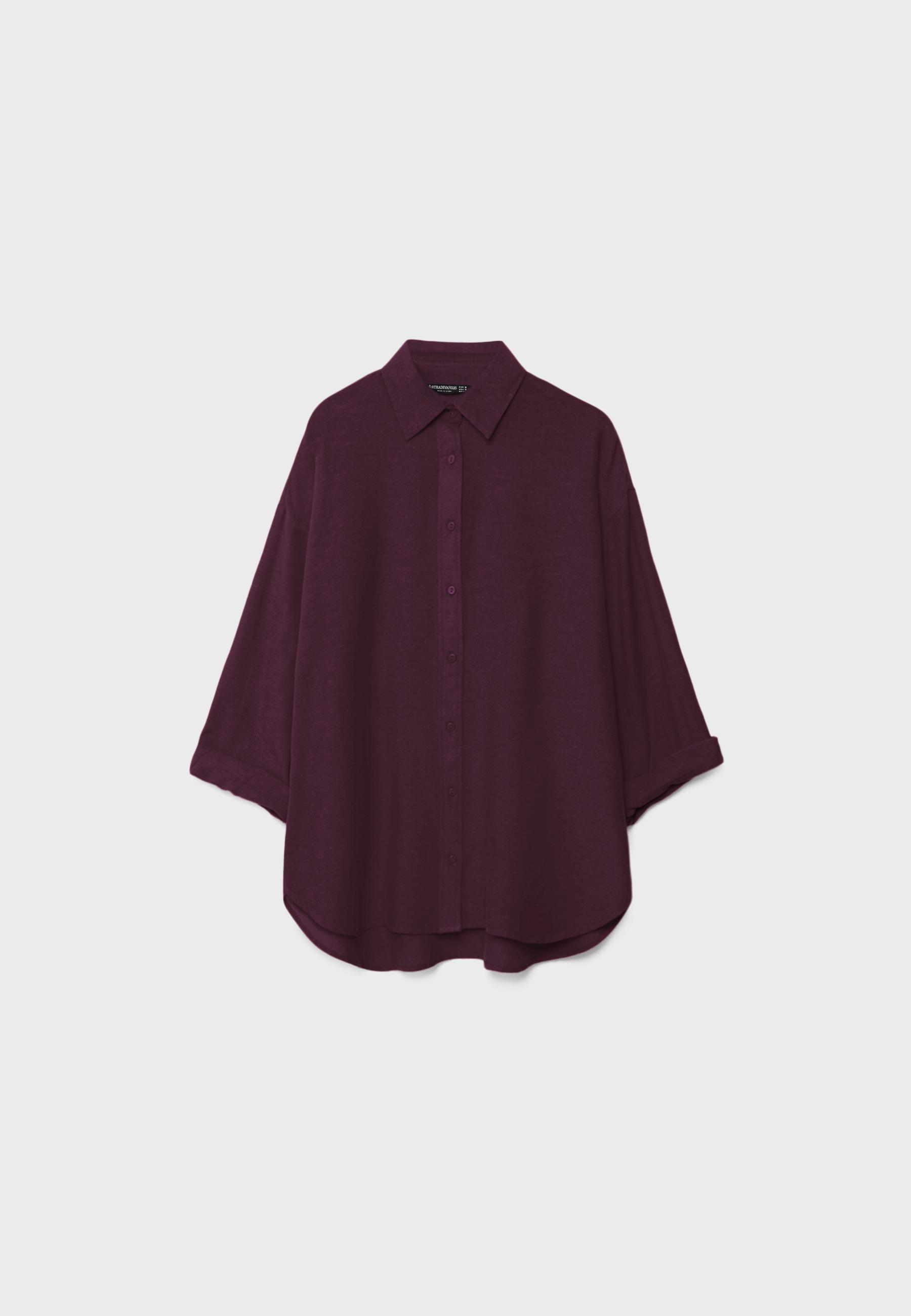 Linen-effect flowing shirt — Purple