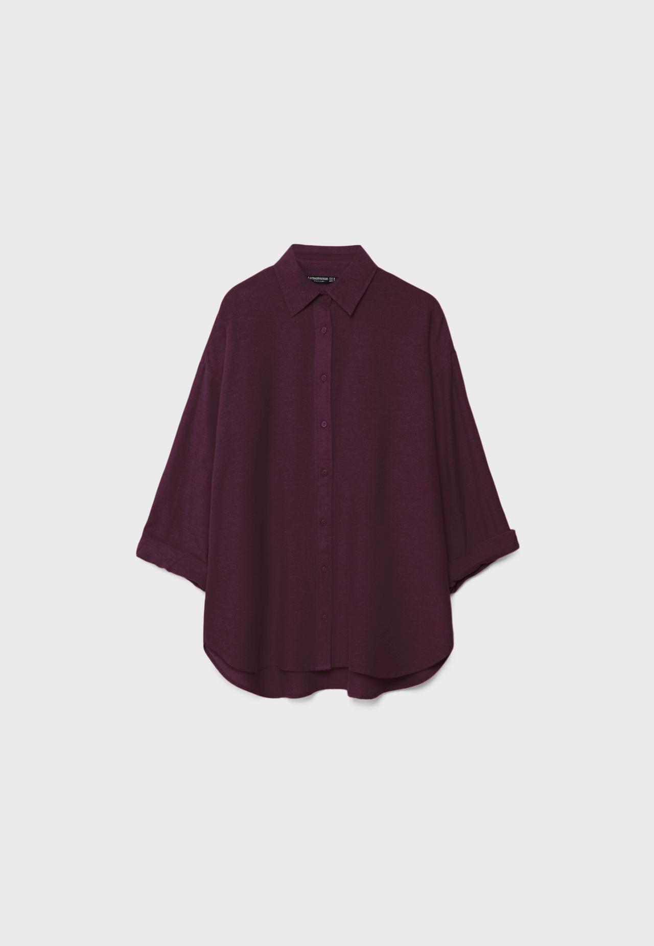Linen-effect flowing shirt — Purple