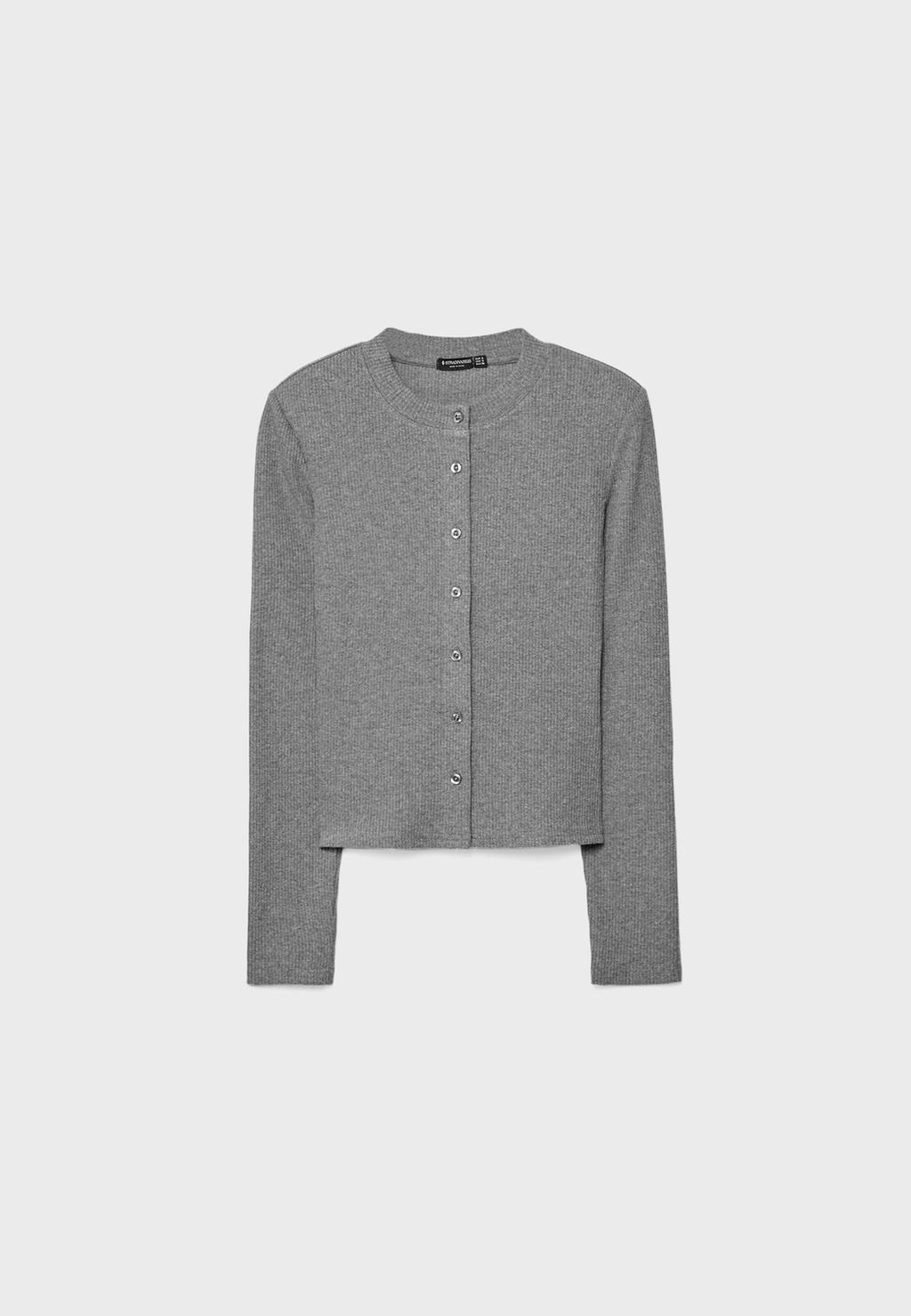 Knit cardigan with padded shoulders