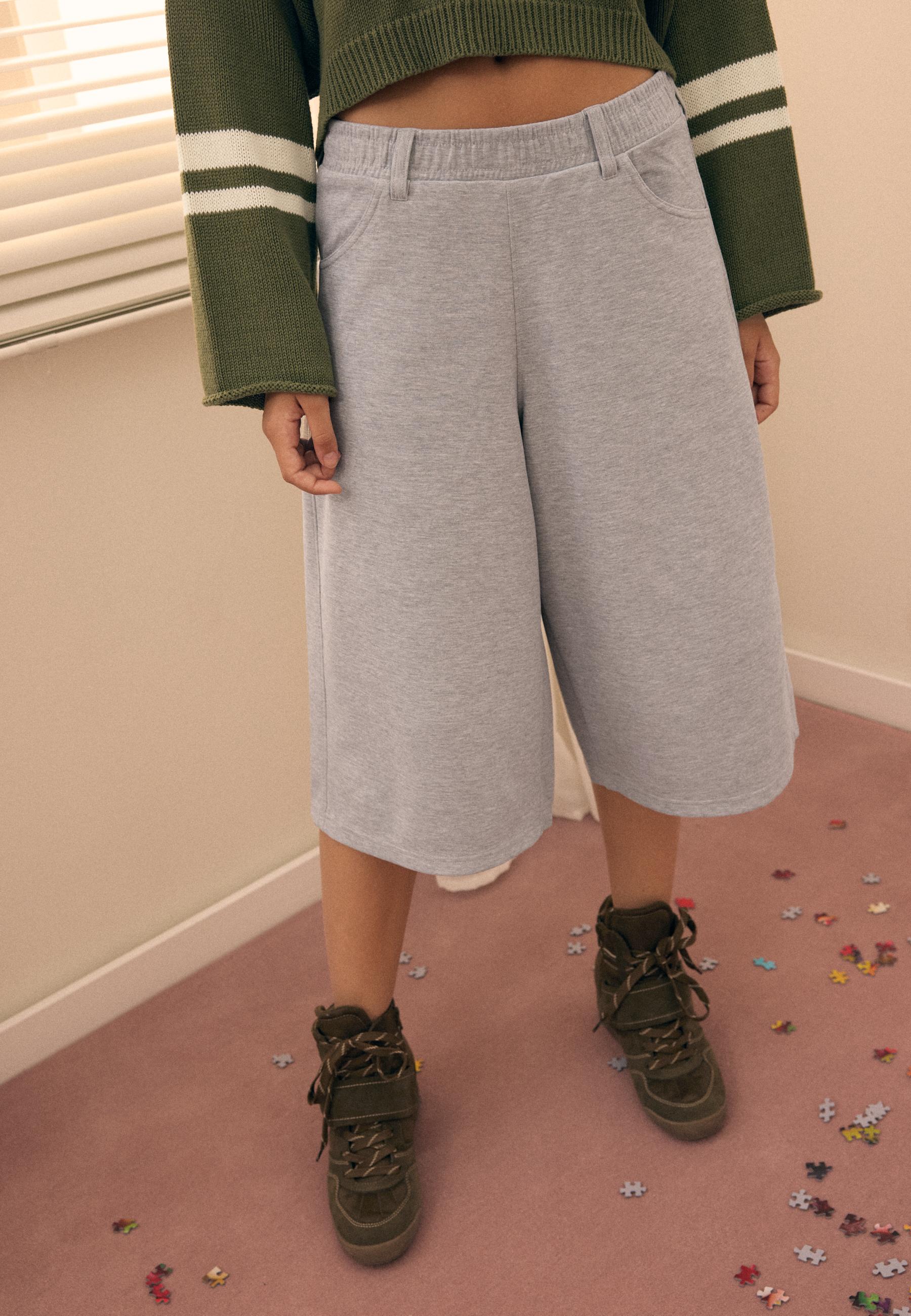 Fleece Bermuda shorts — Grey melange