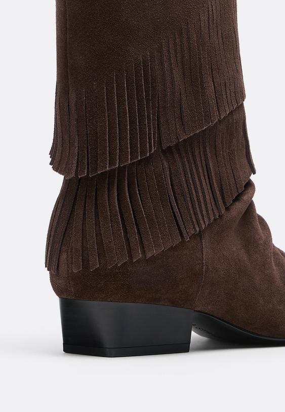 stivaletto basso in pelle con frange