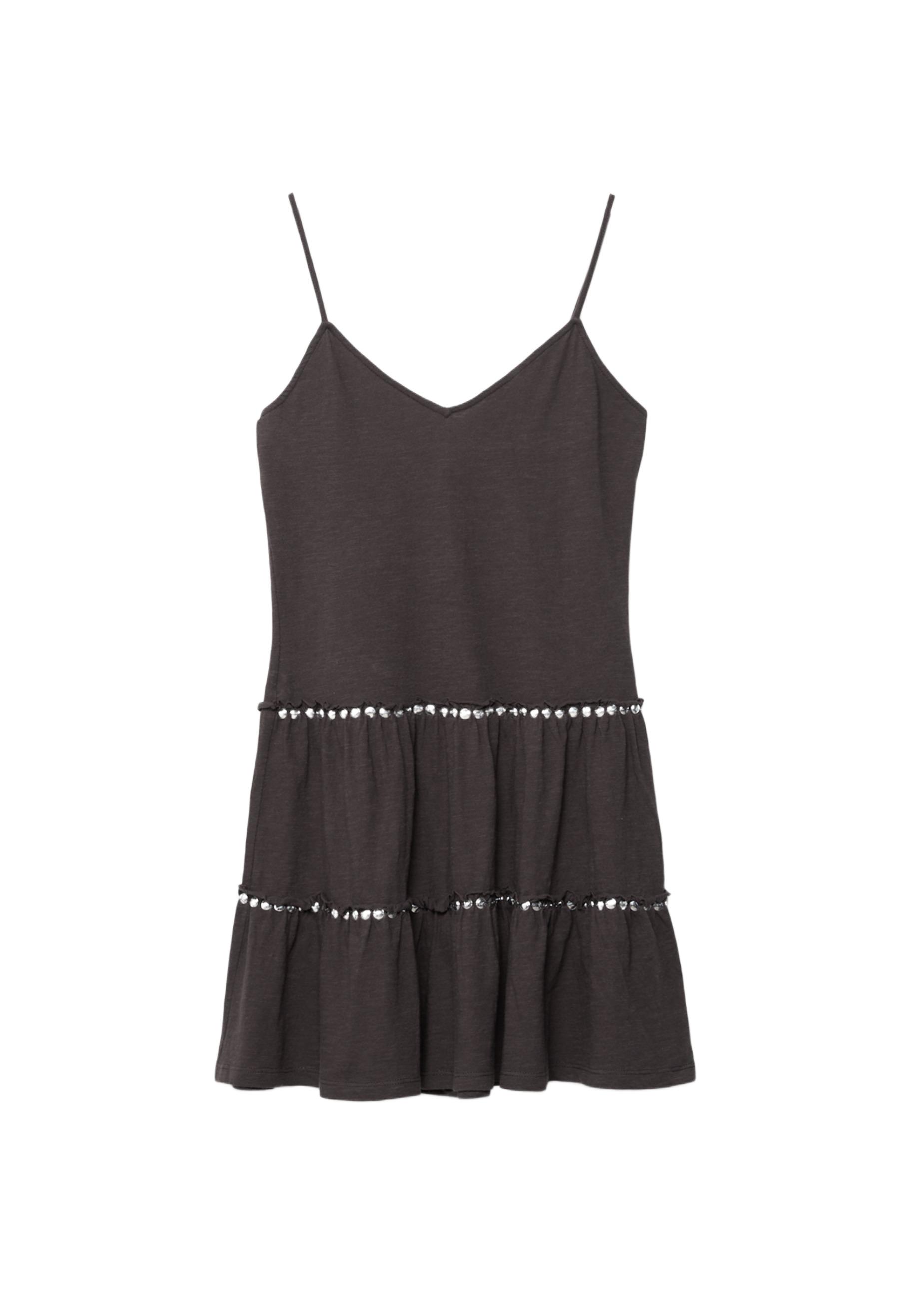 Ruffled dress with studs — Brown