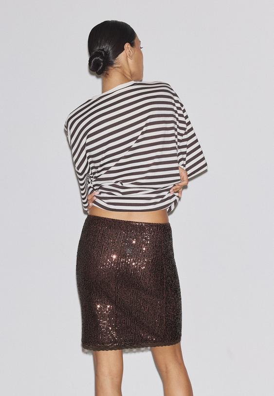 saia midi de lantejoulas