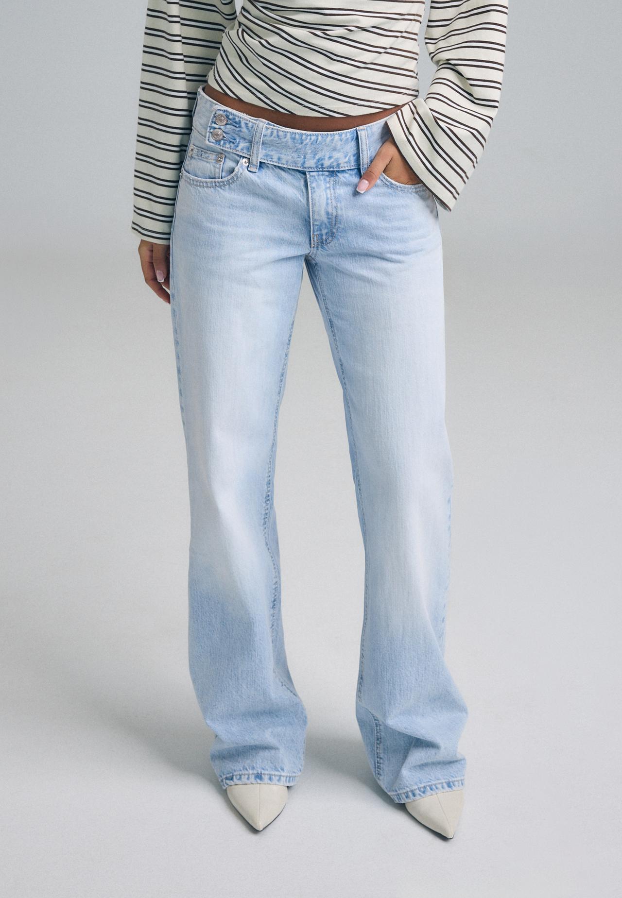 Low-rise straight jeans with hammer waist — MEDIUM LIGHT BLUE DENIM