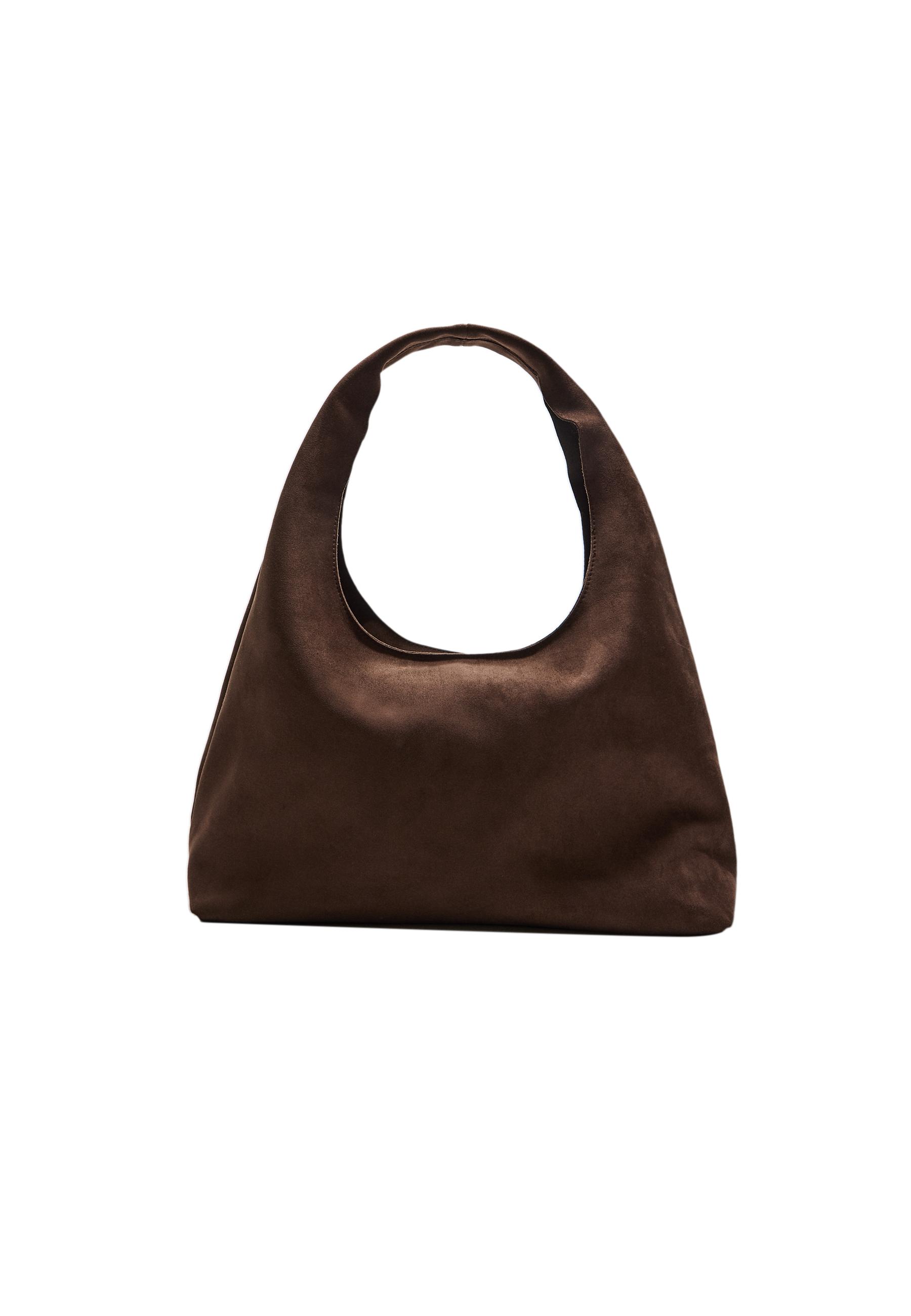 Faux suede shoulder bag — Brown