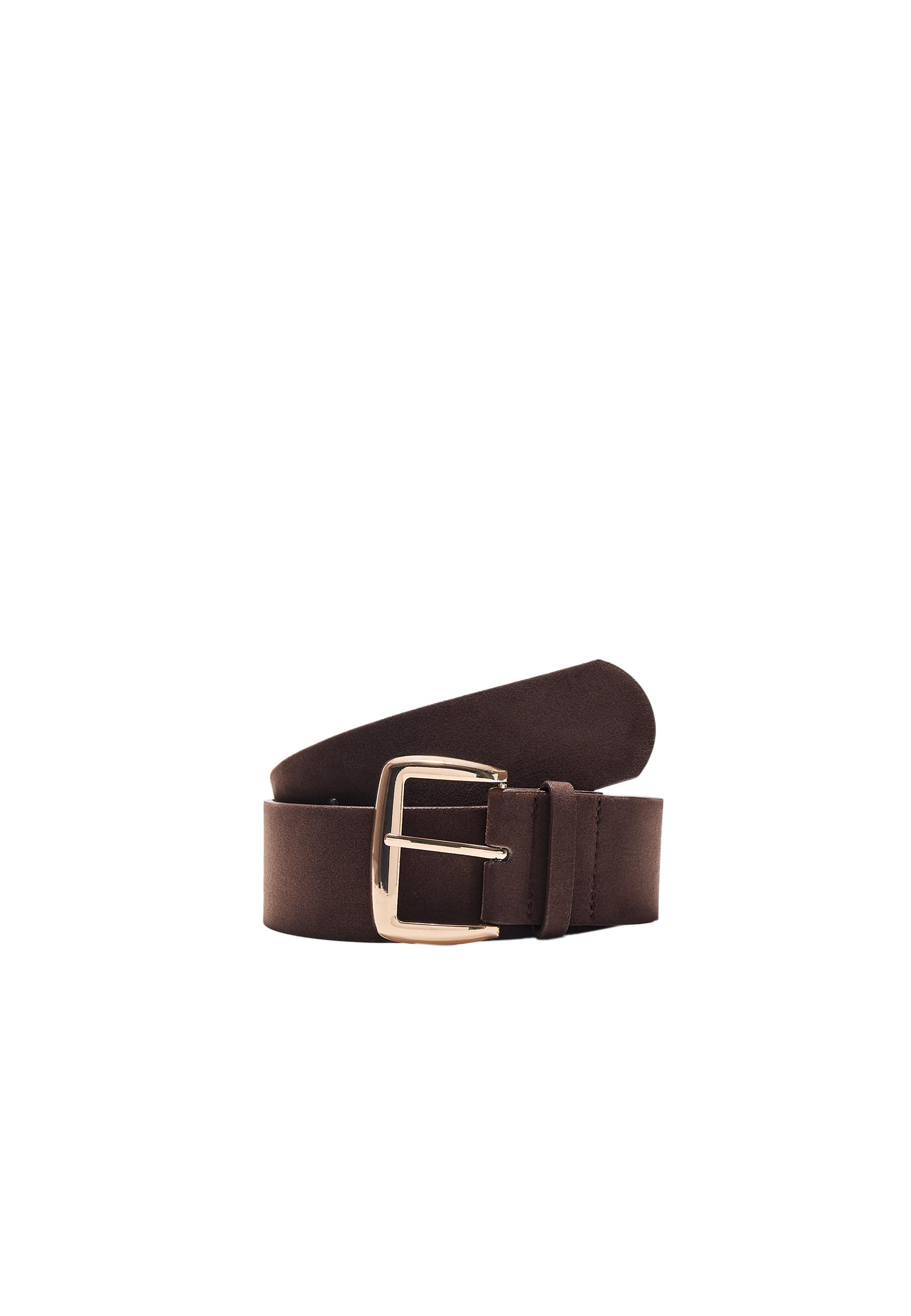 Semi-wide faux suede belt — Gold