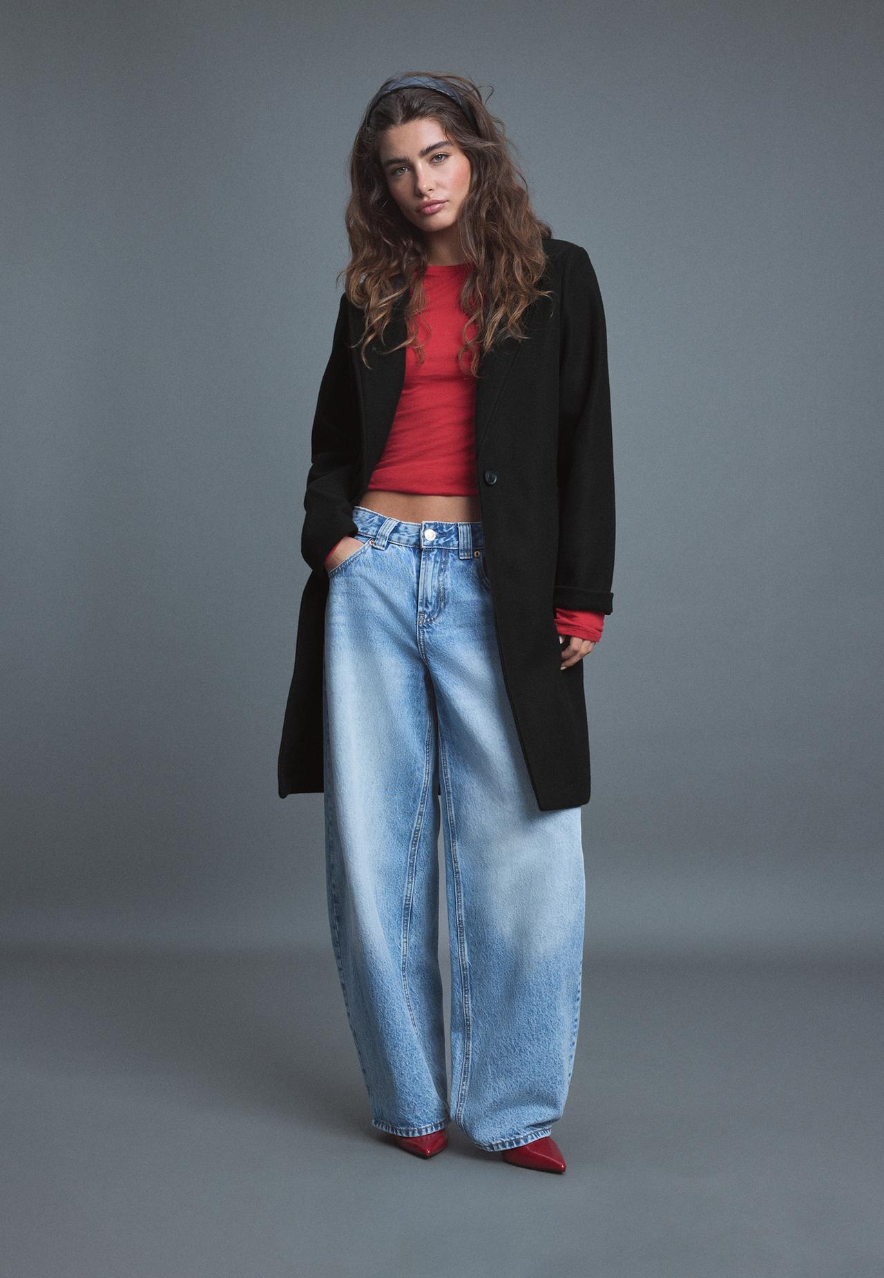 Midi button coat — Black