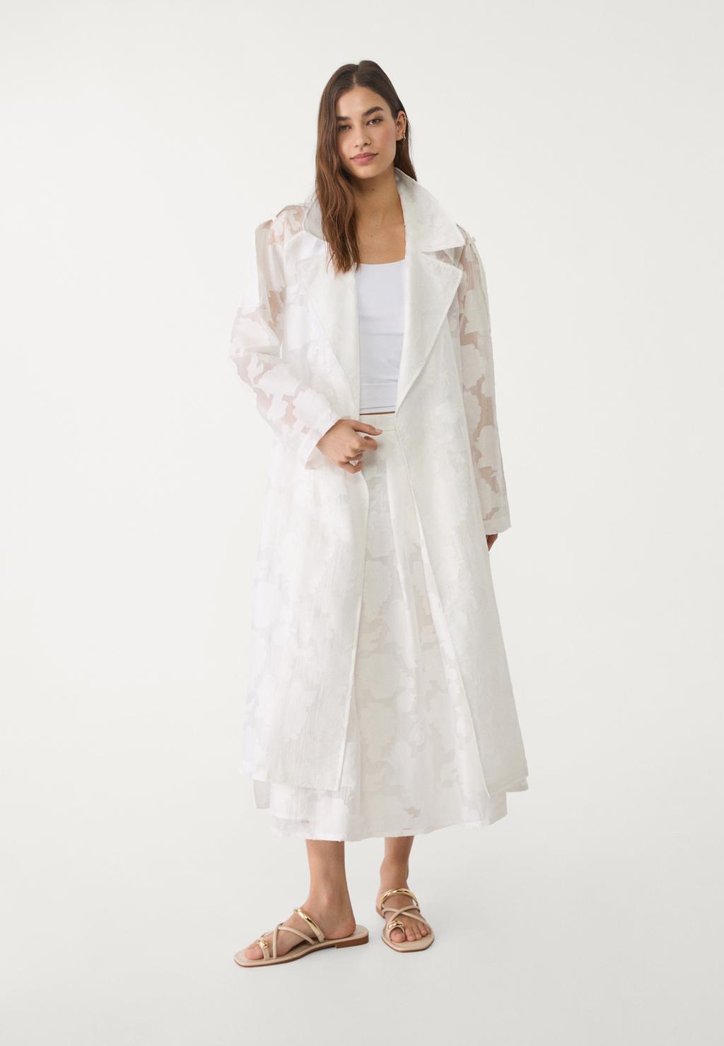 Long semi-sheer trench coat