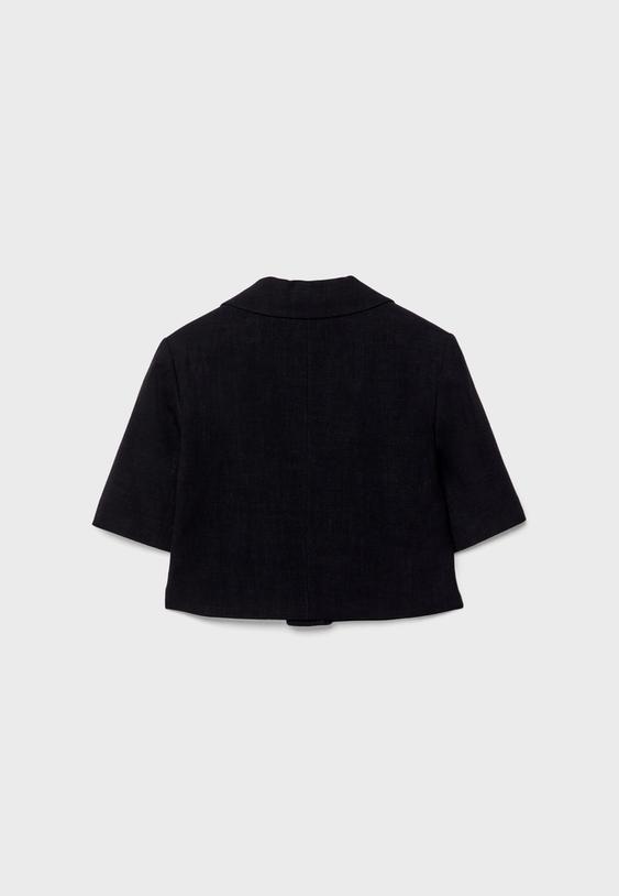 Ketenli kısa kollu crop ceket_1
