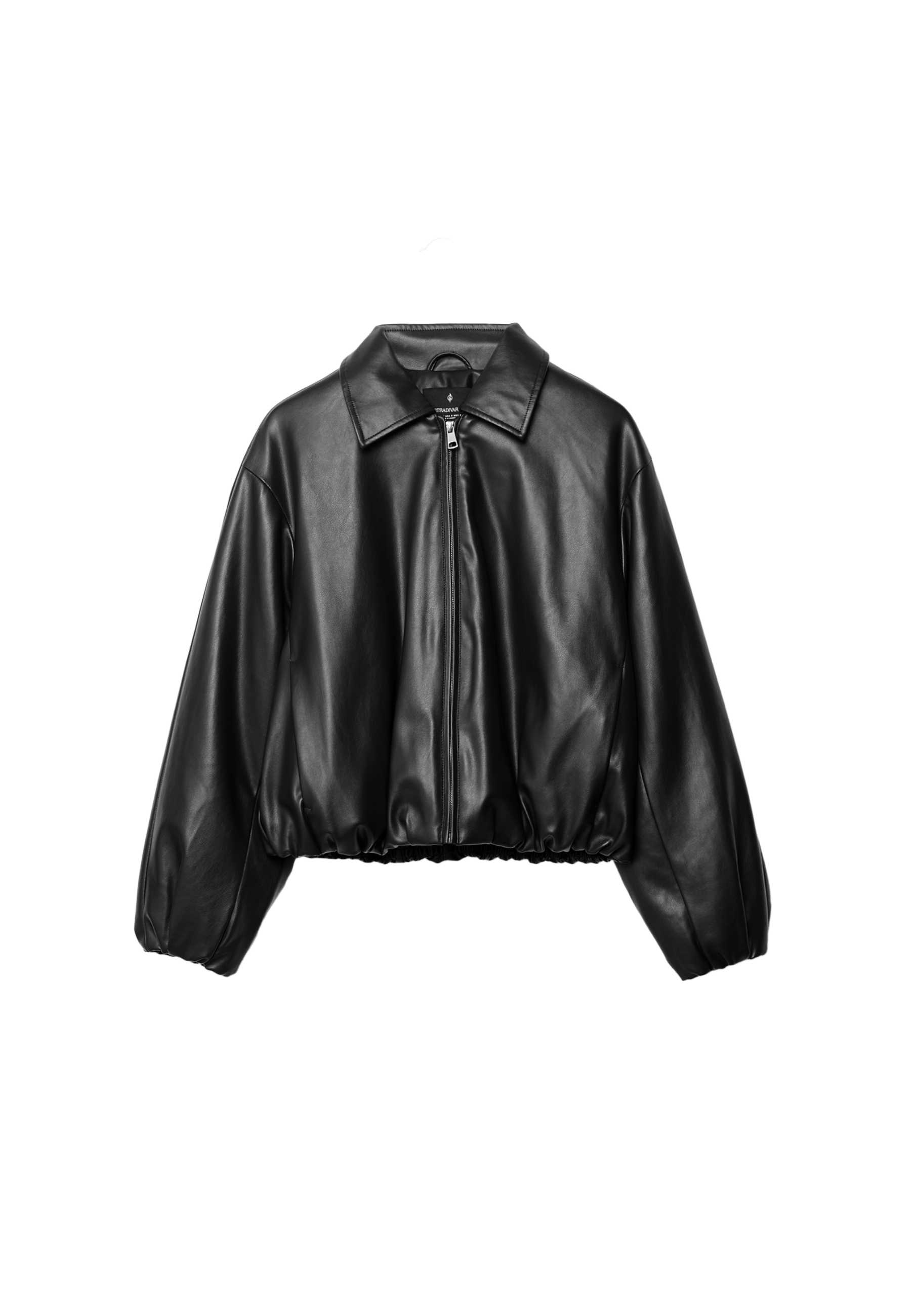 Padded leather effect bomber jacket — Black