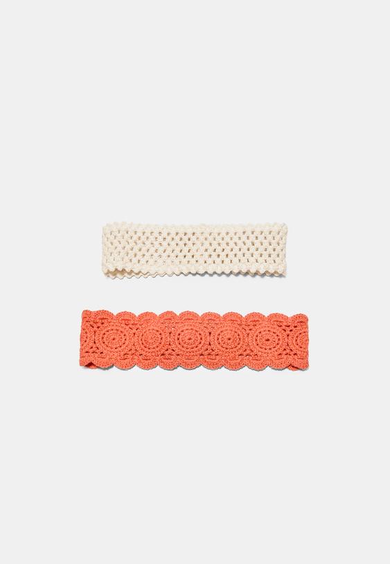 set of 2 crochet fur hair ties