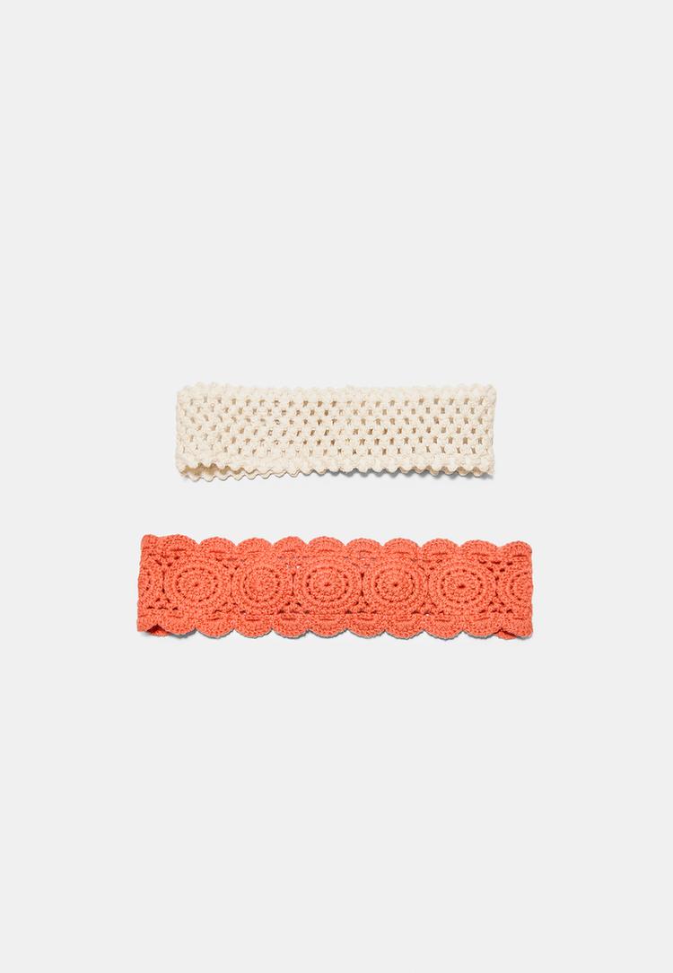 Stradivarius Súprava 2 Háčkovaných Čeleniek Do Vlasov Orange Os
