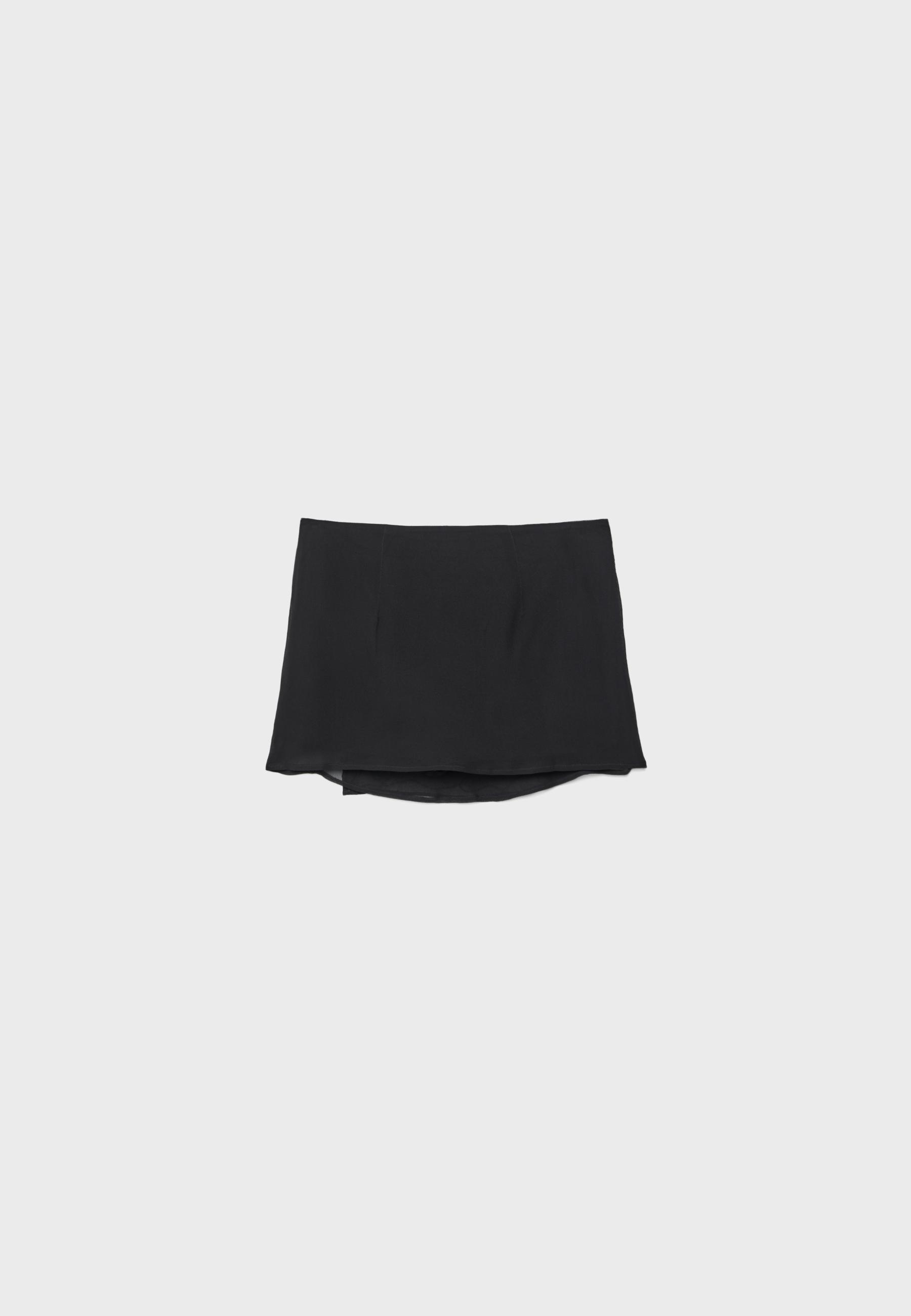 Embroidered wrap mini skort — Black