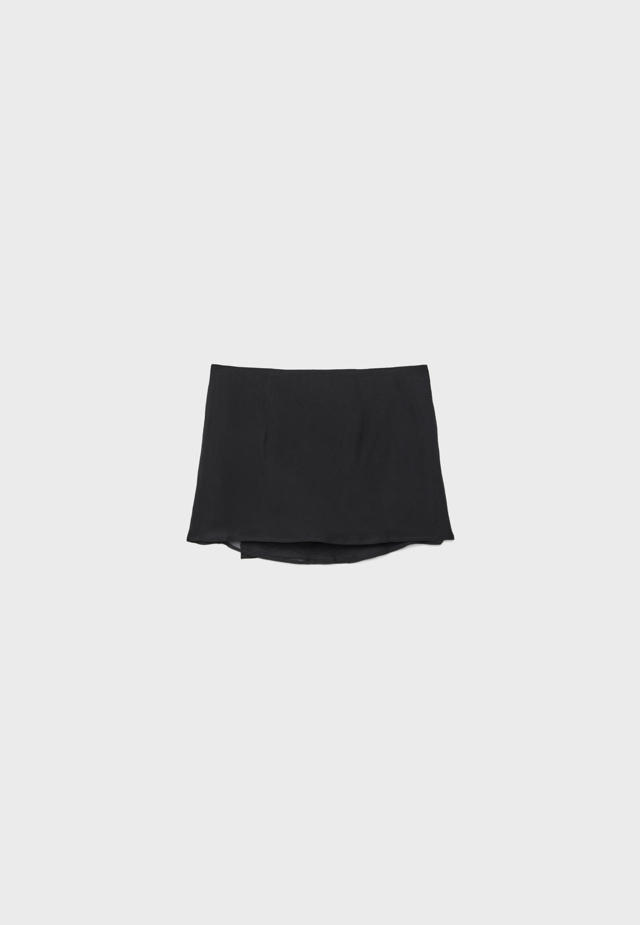 Embroidered mini sarong skort — Black