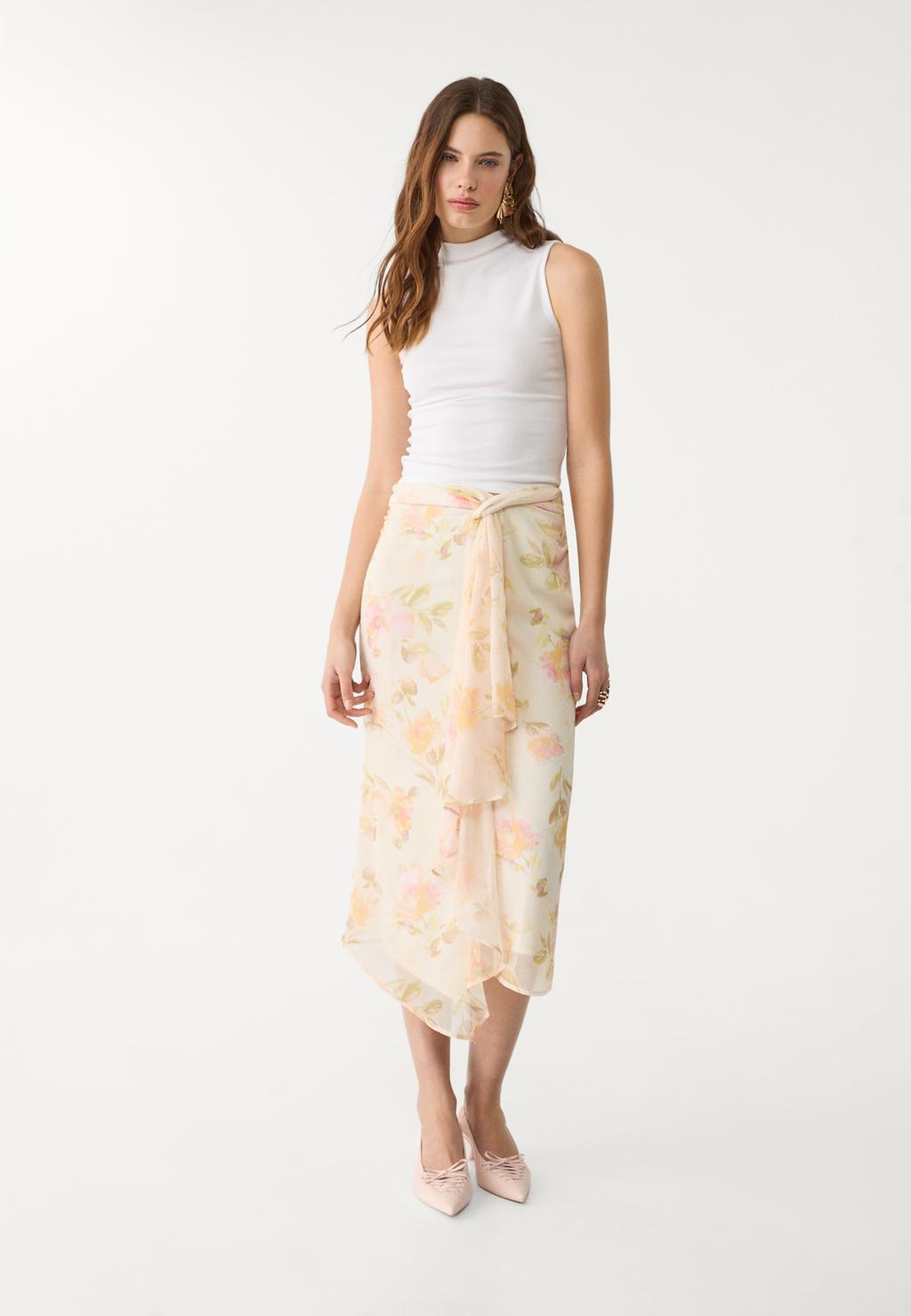 Floral print midi skirt