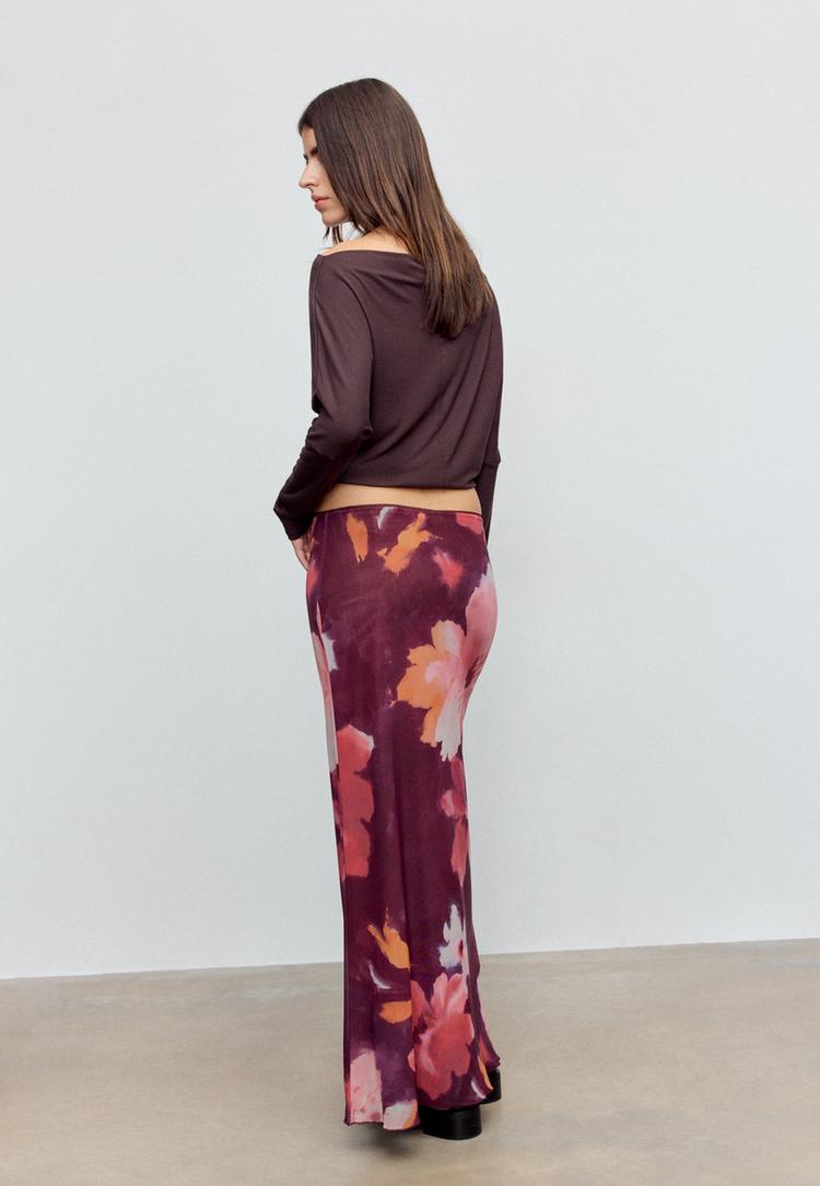 jupe midi en tulle imprime