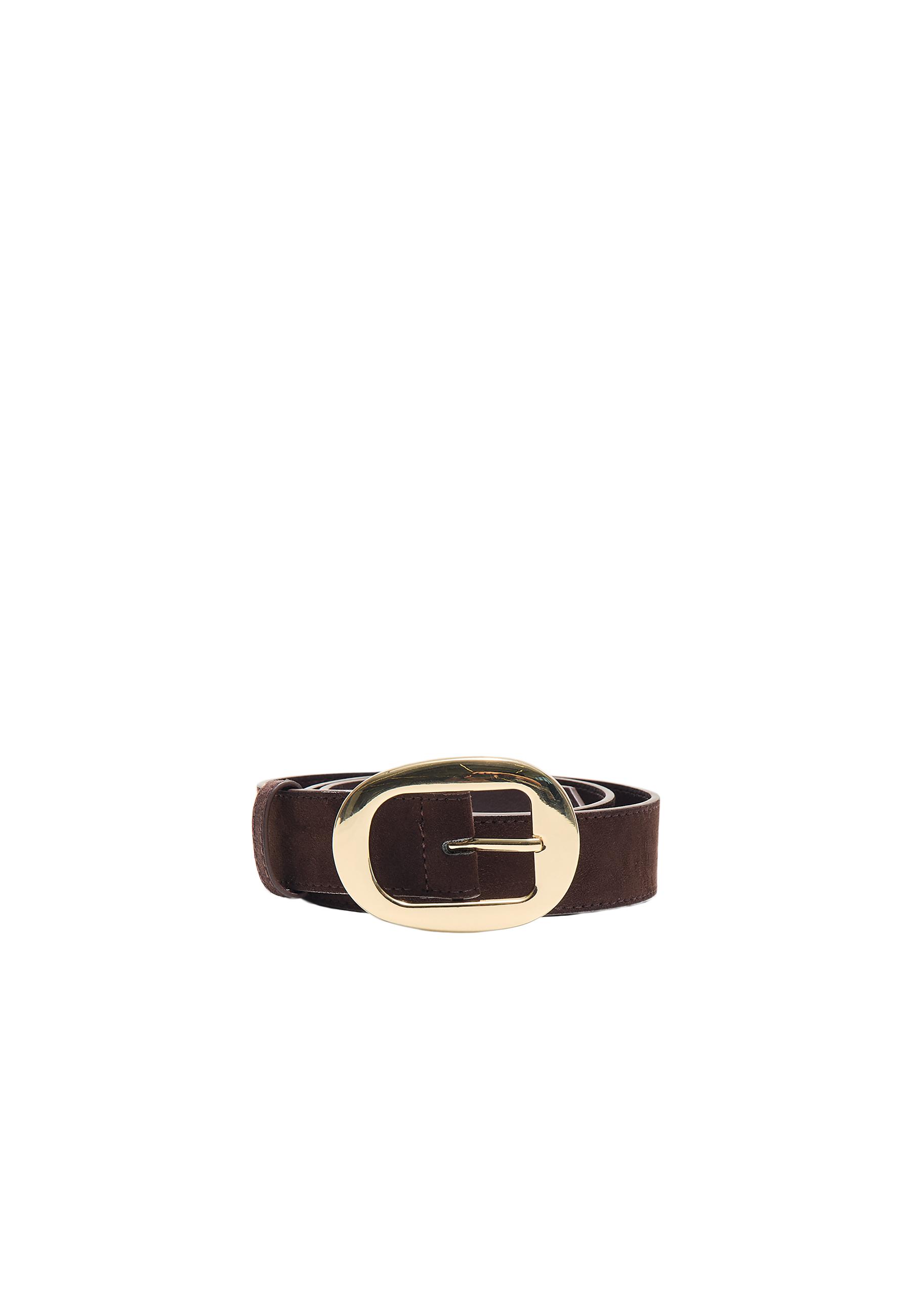 Oval buckle belt — Brown