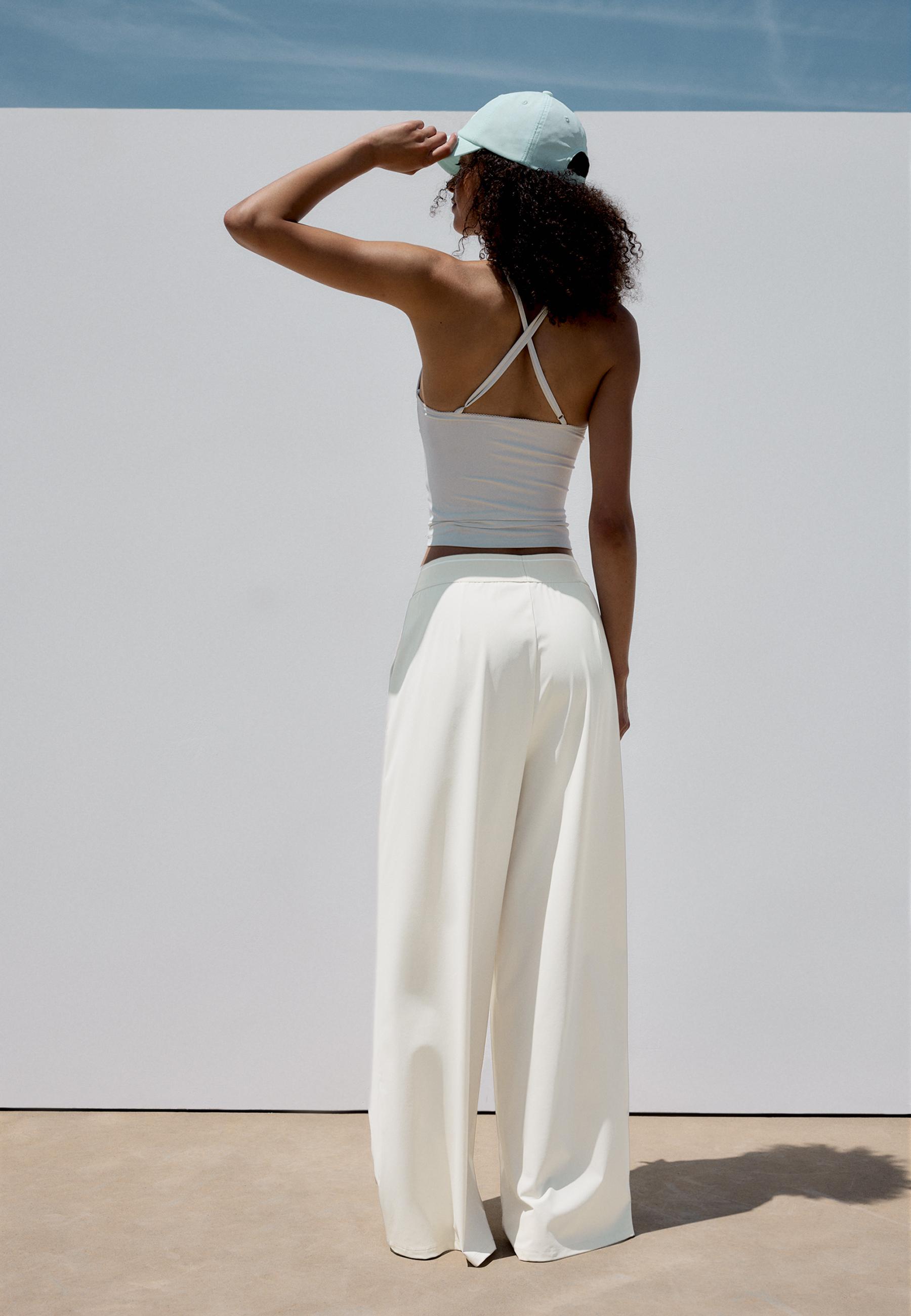Elasticated waist palazzo joggers — Stone