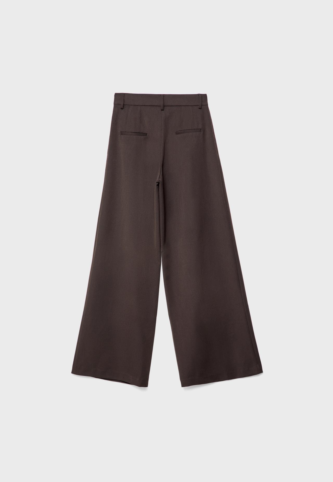 Tailored wide-leg trousers with darts — Brown