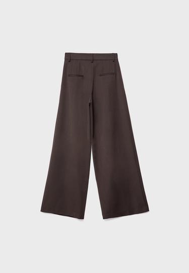 Tailored wide-leg trousers with darts — Brown 8