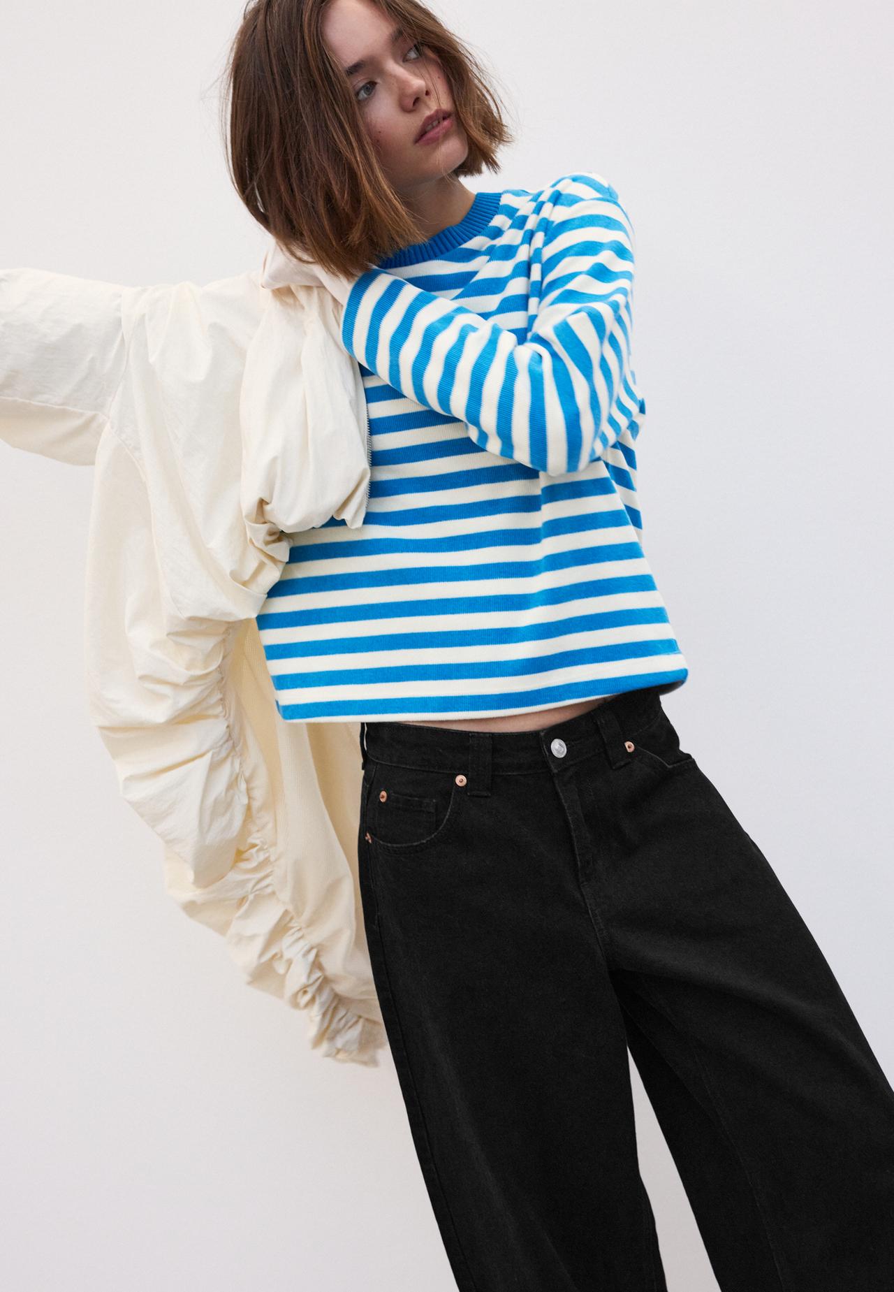 Knit round neck T-shirt — Turquoise